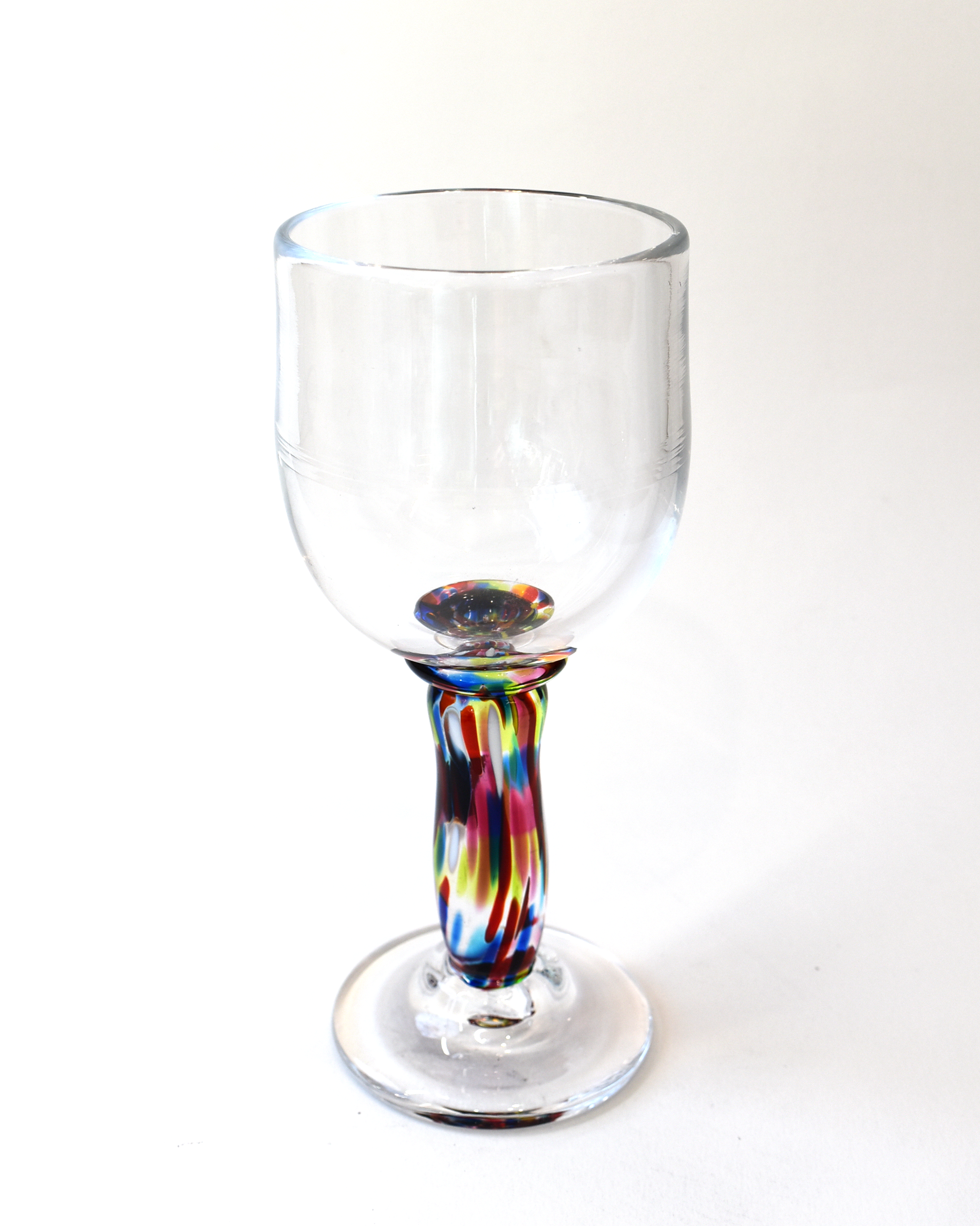 Handblown Multicoloured Stem Wine Glass