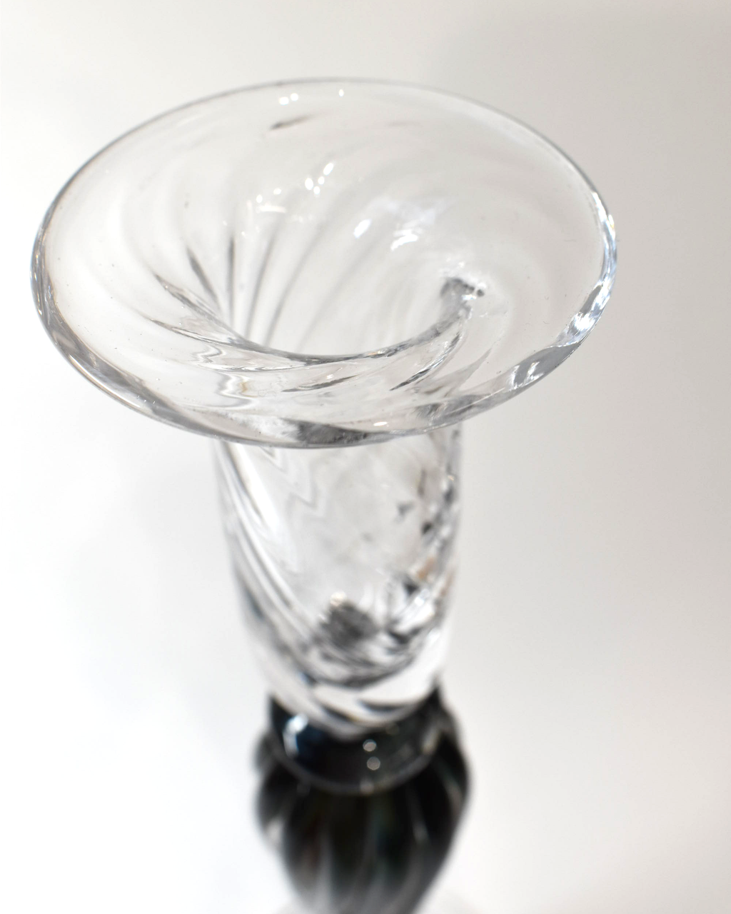 Handblown Dark Streaky Glass Barley Twist Candlestick