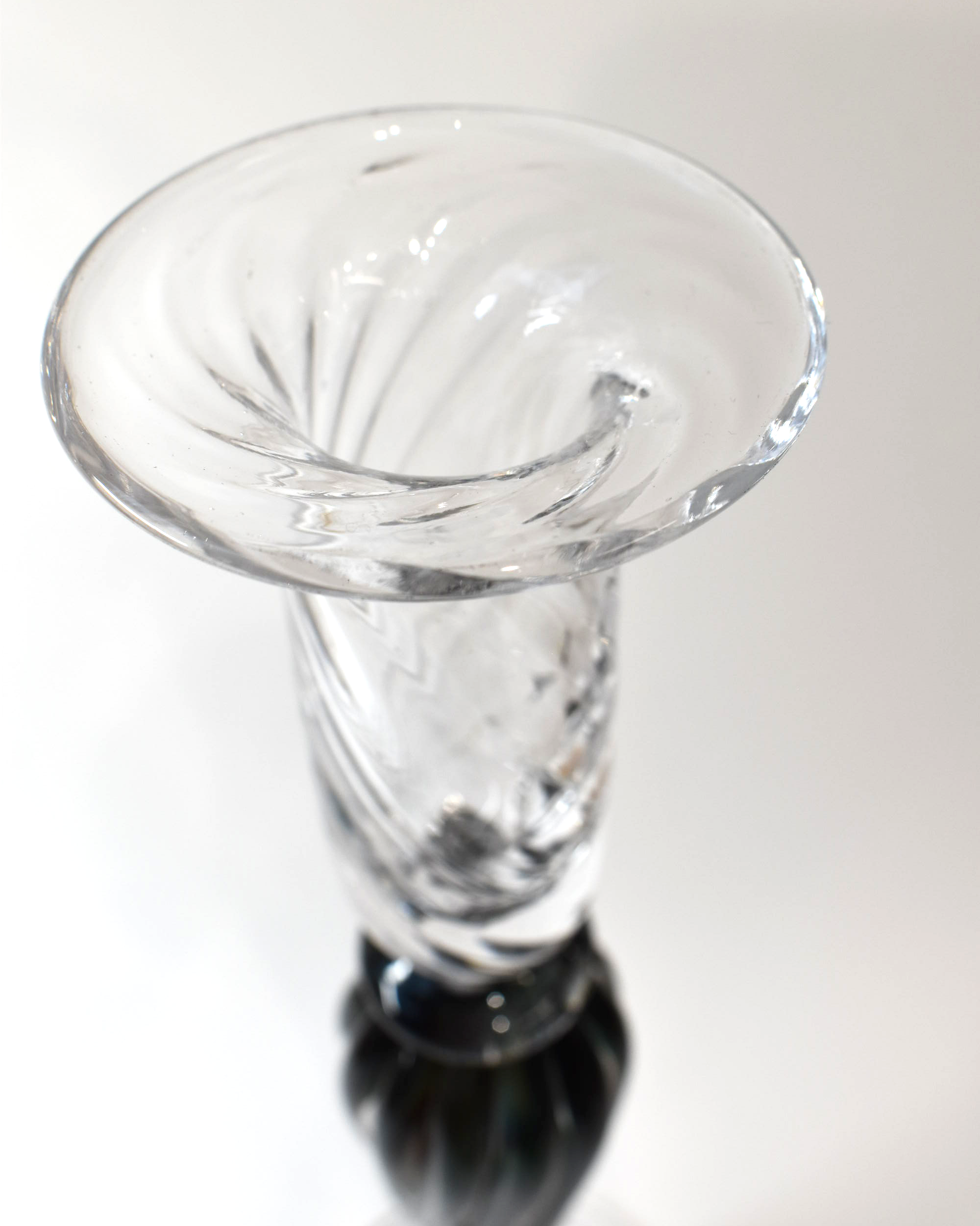 Handblown Dark Streaky Glass Barley Twist Candlestick