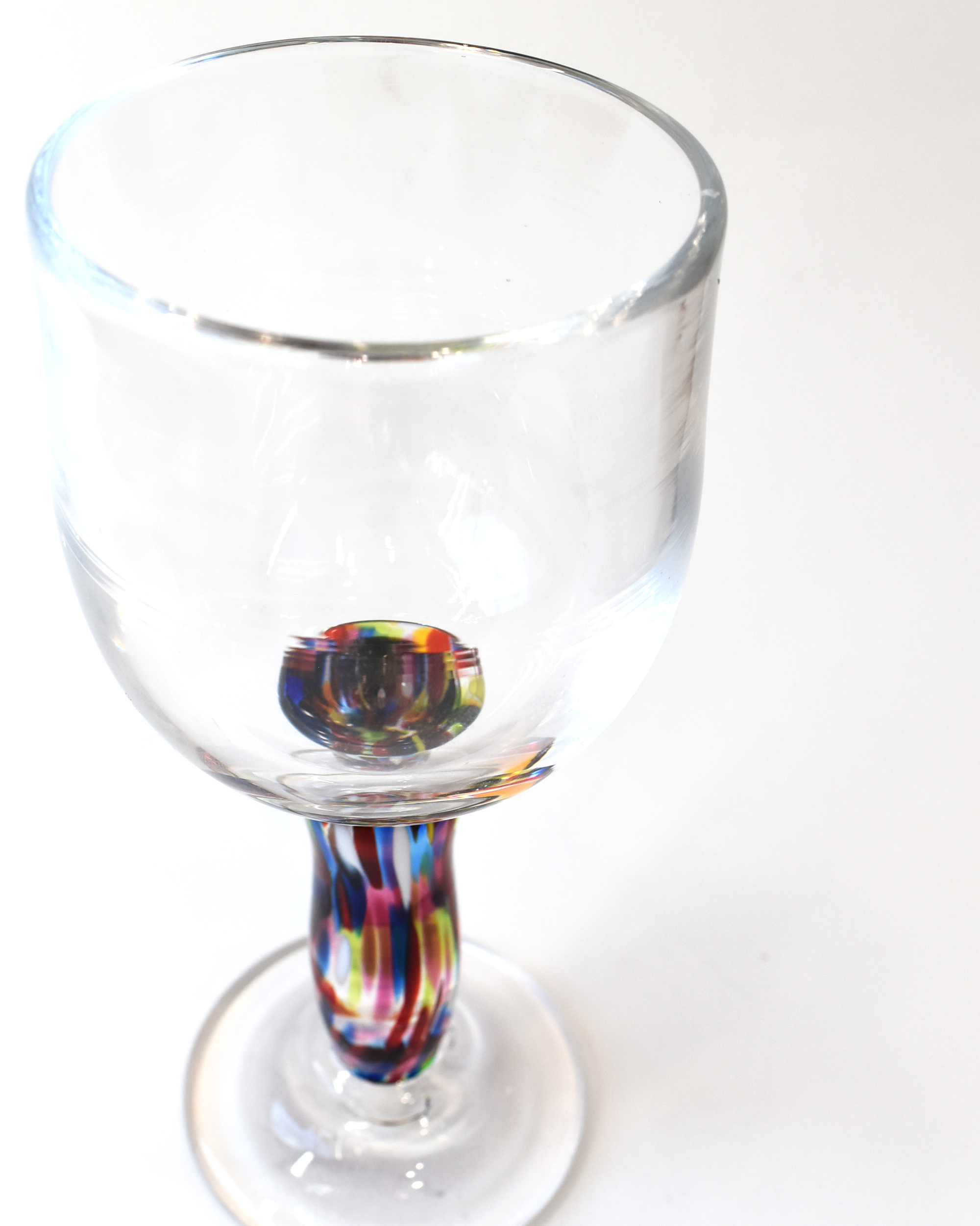 Handblown Multicoloured Stem Wine Glass