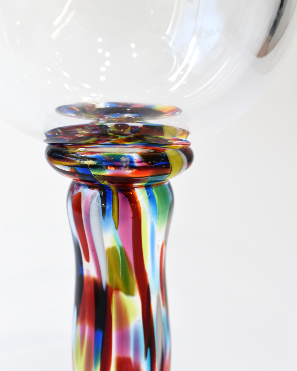 Handblown Multicoloured Stem Wine Glass