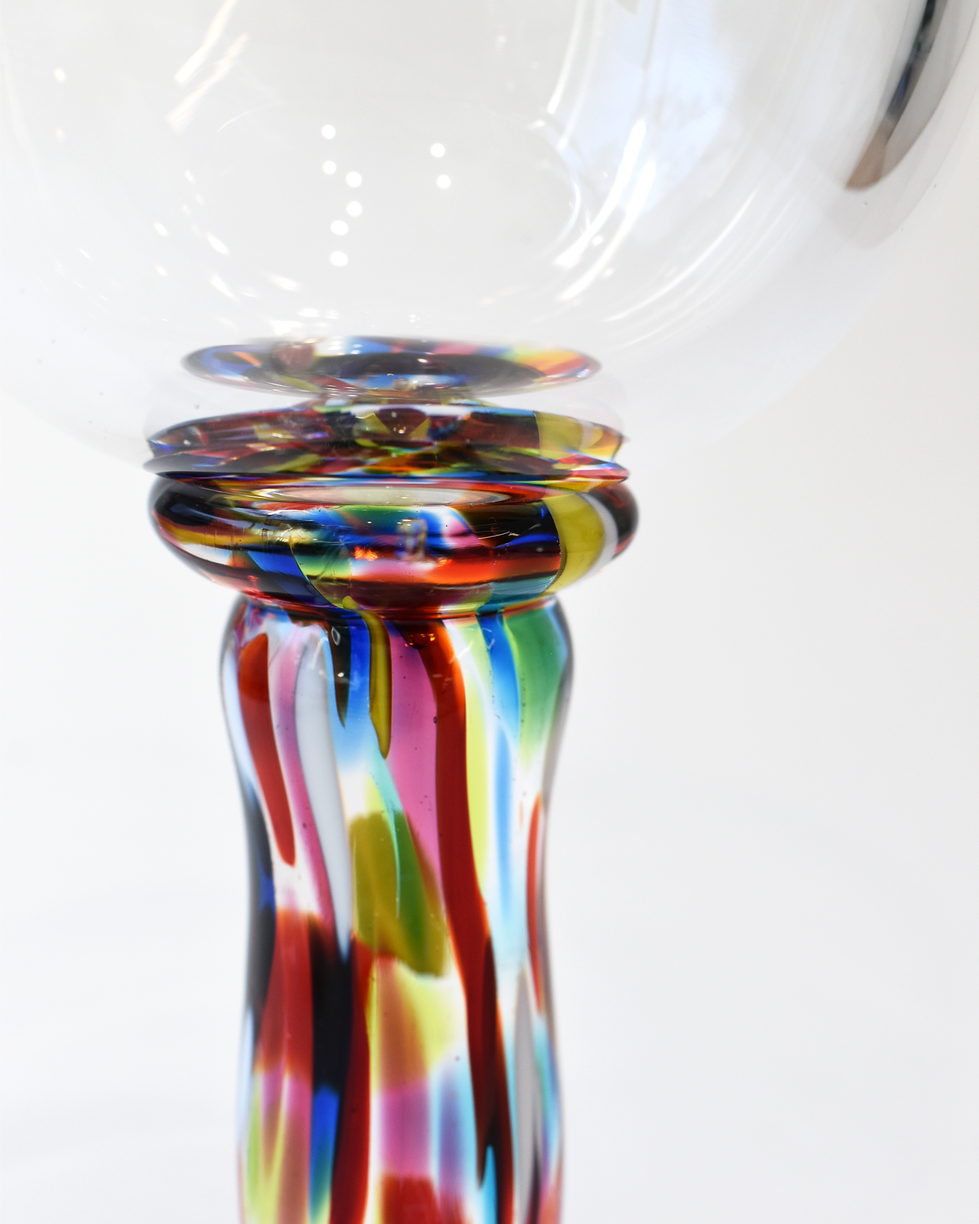 Handblown Multicoloured Stem Wine Glass