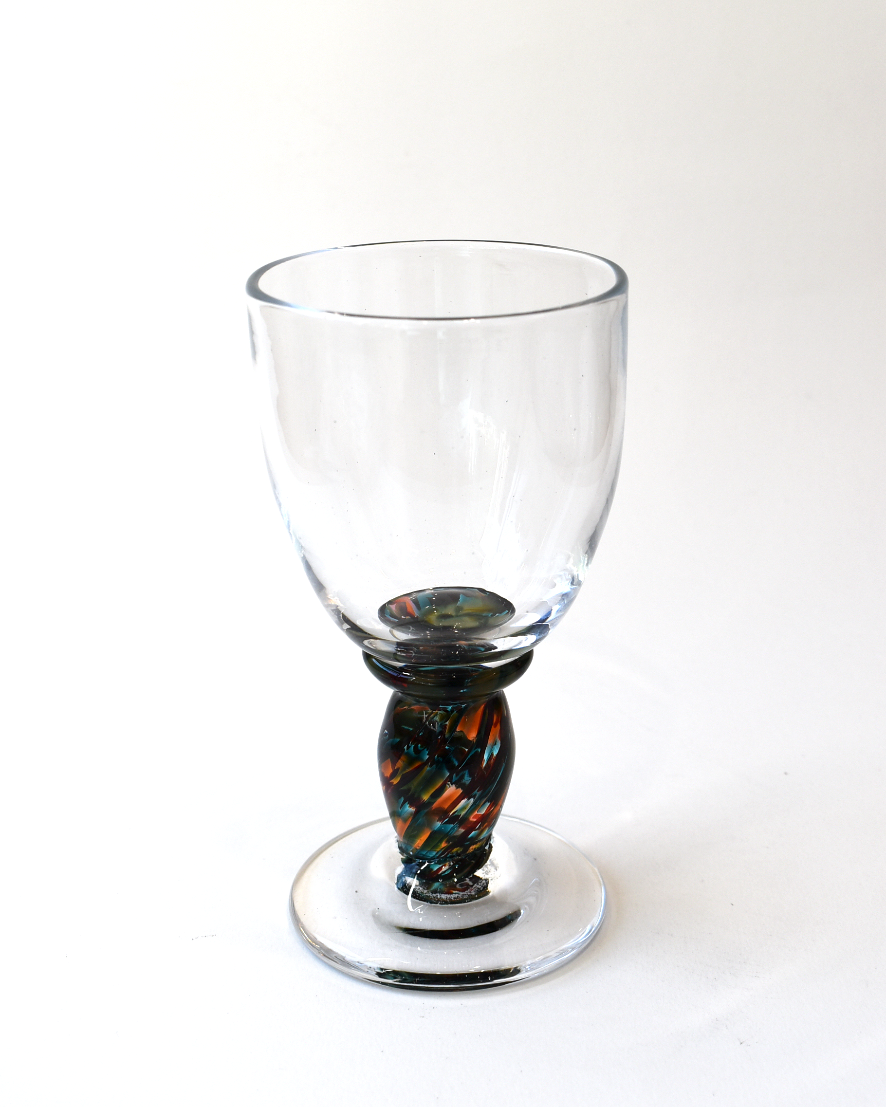 Handblown Dark Coloured Stem Wine Glass