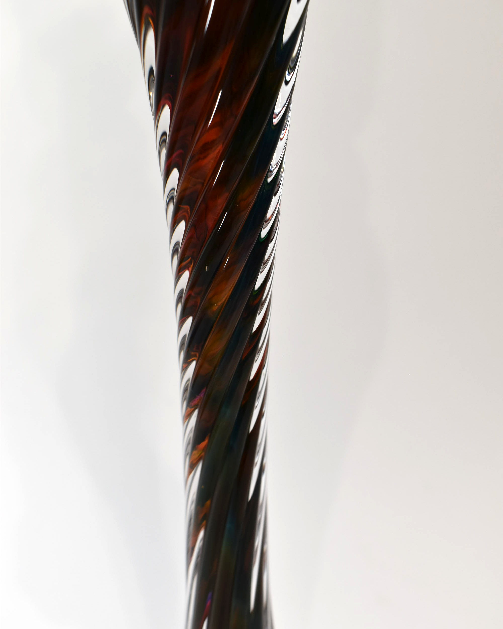 Handblown Elegant Tall Glass Barley Twist Candlestick