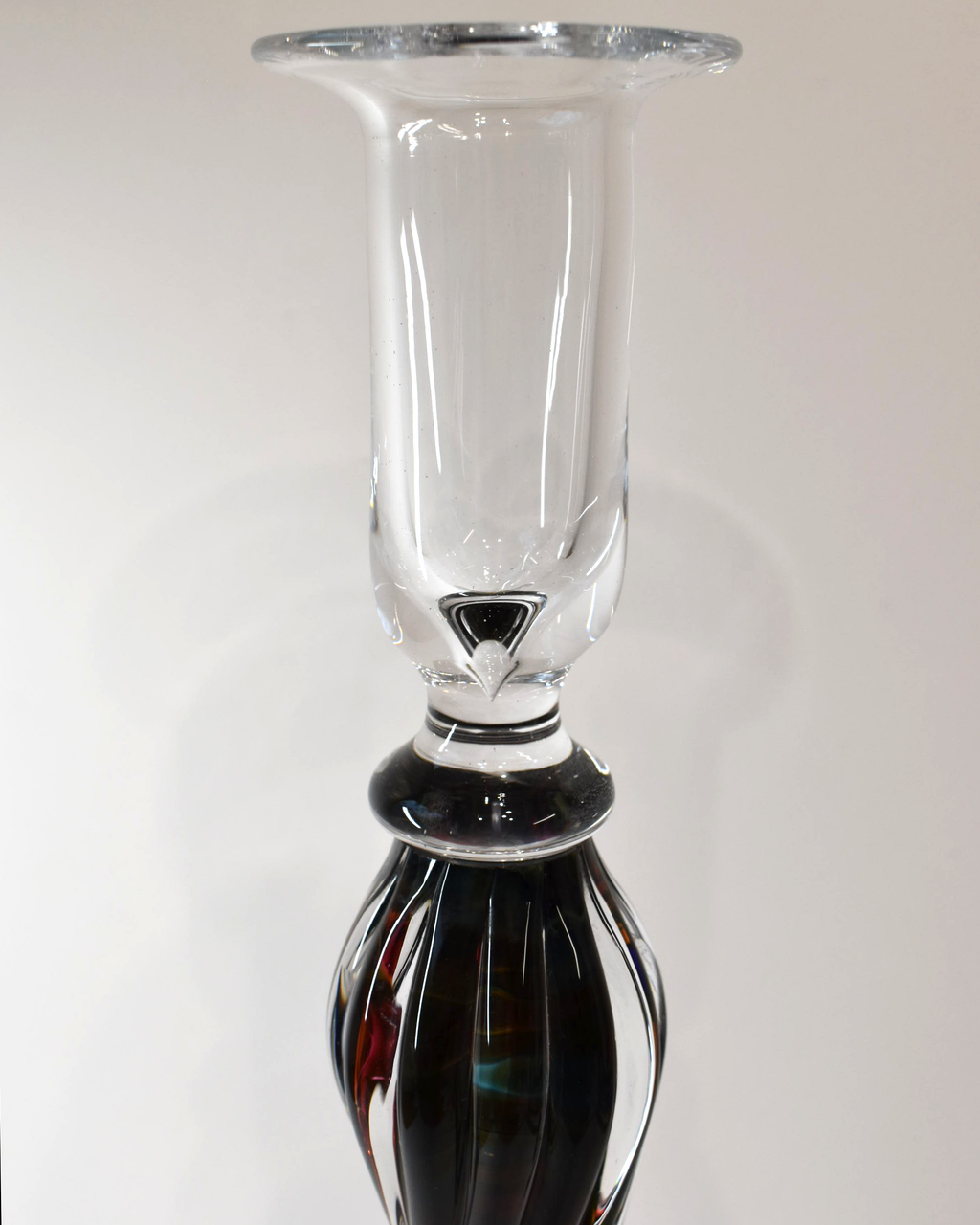 Handblown Elegant Tall Glass Barley Twist Candlestick