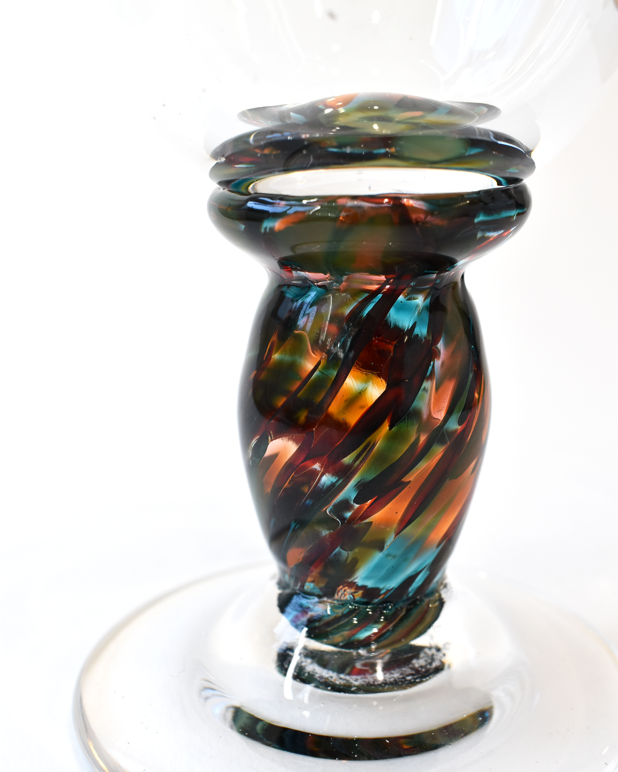 Handblown Dark Coloured Stem Wine Glass