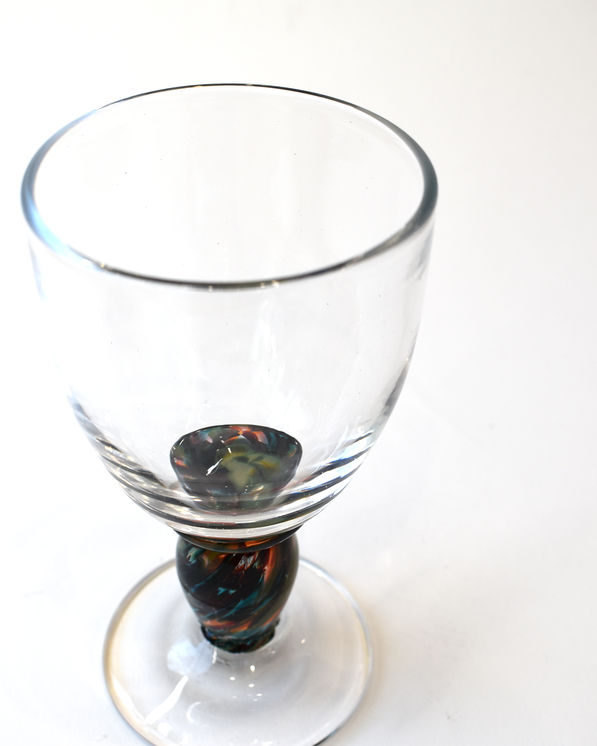 Handblown Dark Coloured Stem Wine Glass