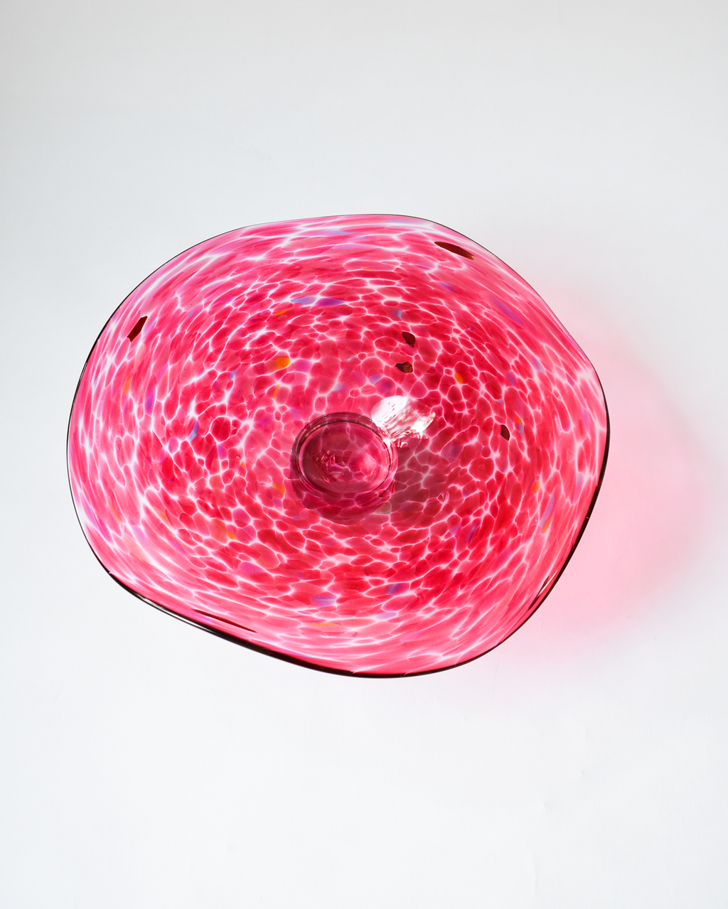 Large Pink Confetti Handblown Bon Bon Dish