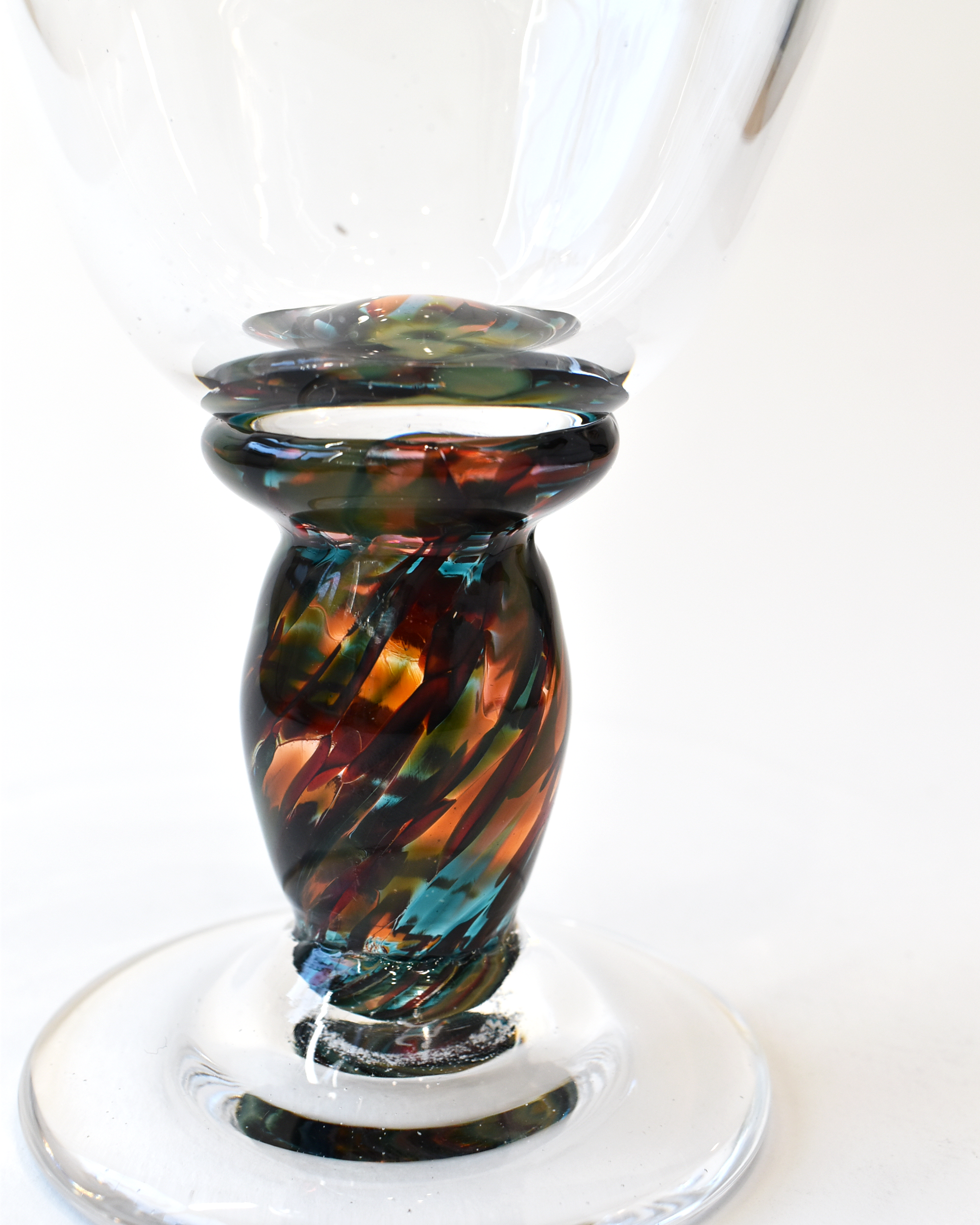 Handblown Dark Coloured Stem Wine Glass