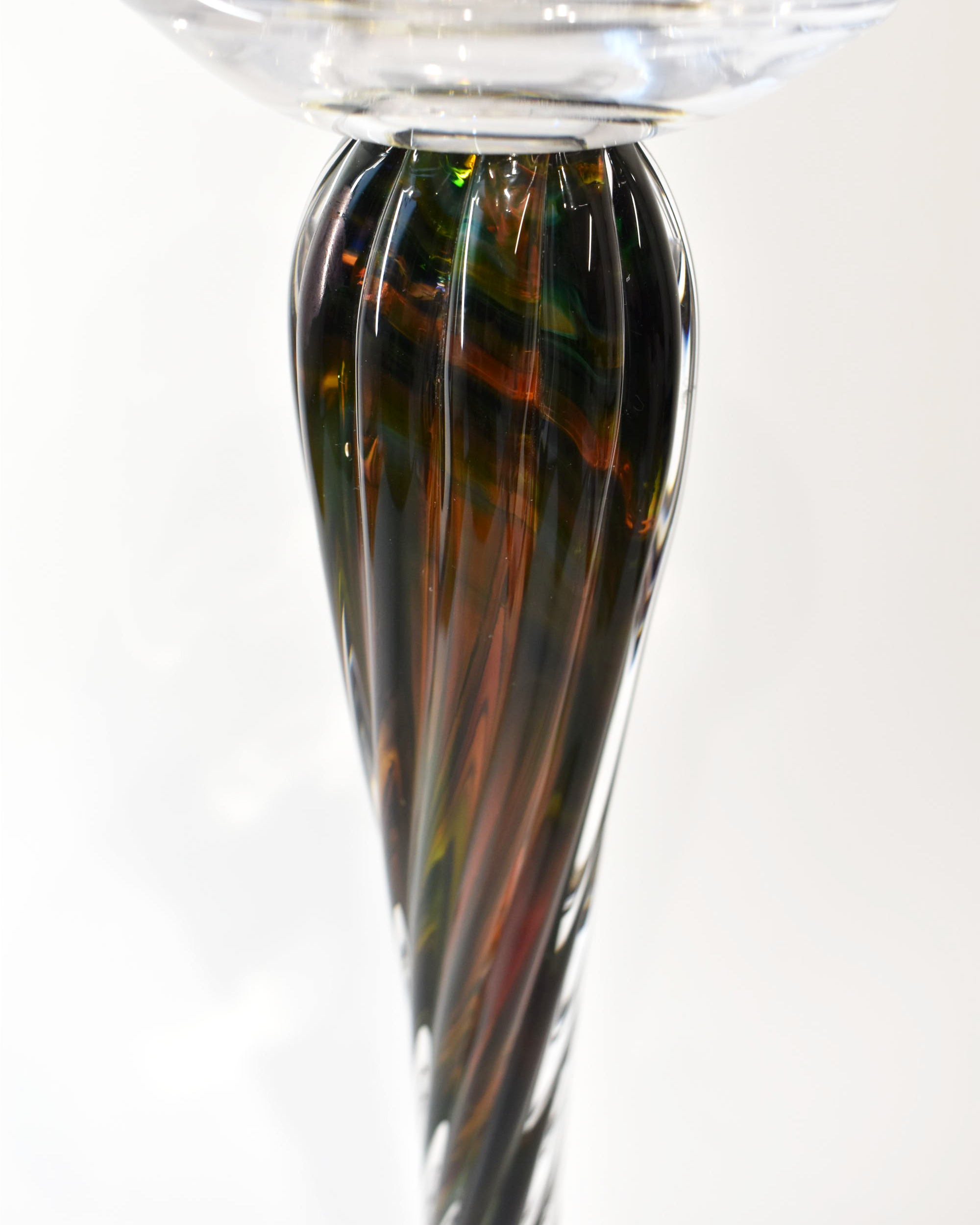 Handblown Rich Tones Antique Glass Barley Twist Candlestick