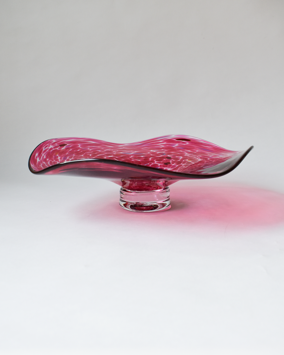 Large Pink Confetti Handblown Bon Bon Dish