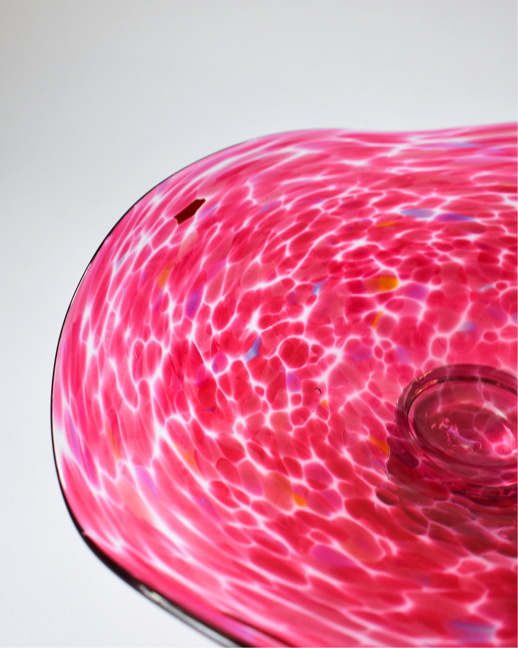 Large Pink Confetti Handblown Bon Bon Dish