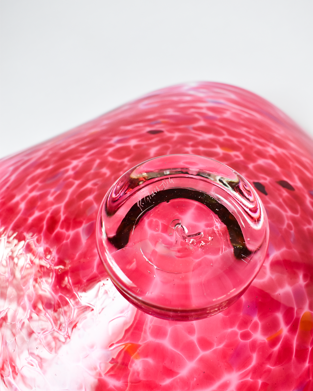 Large Pink Confetti Handblown Bon Bon Dish