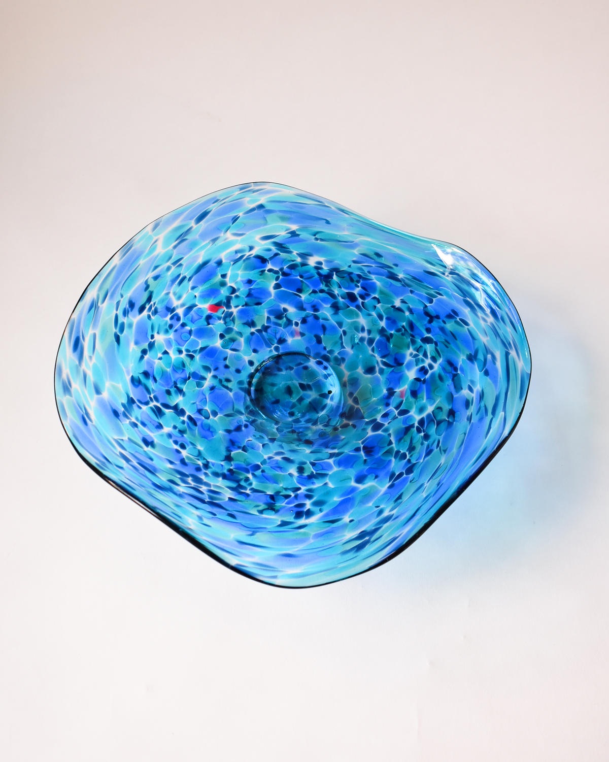 Large Blue Confetti Handblown Bon Bon Dish