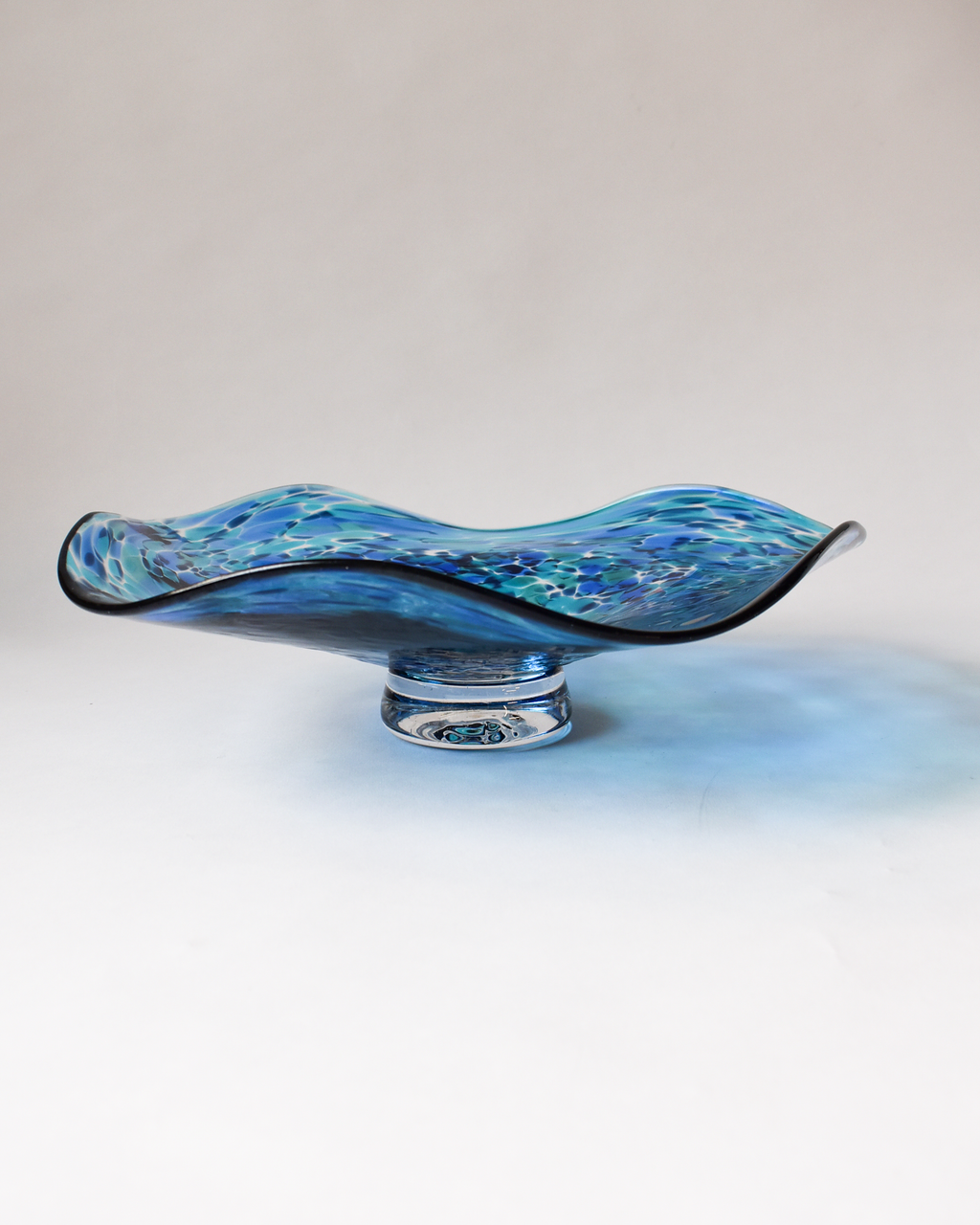 Large Blue Confetti Handblown Bon Bon Dish