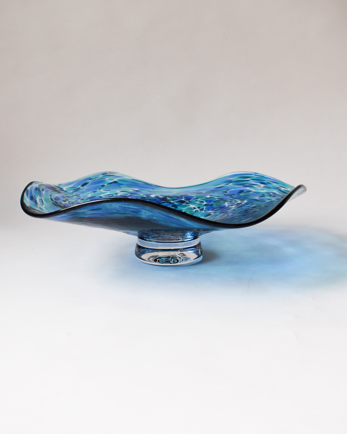 Large Blue Confetti Handblown Bon Bon Dish