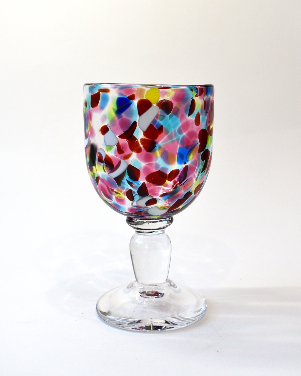Handblown Pink & Multicoloured Confetti Wine Glass