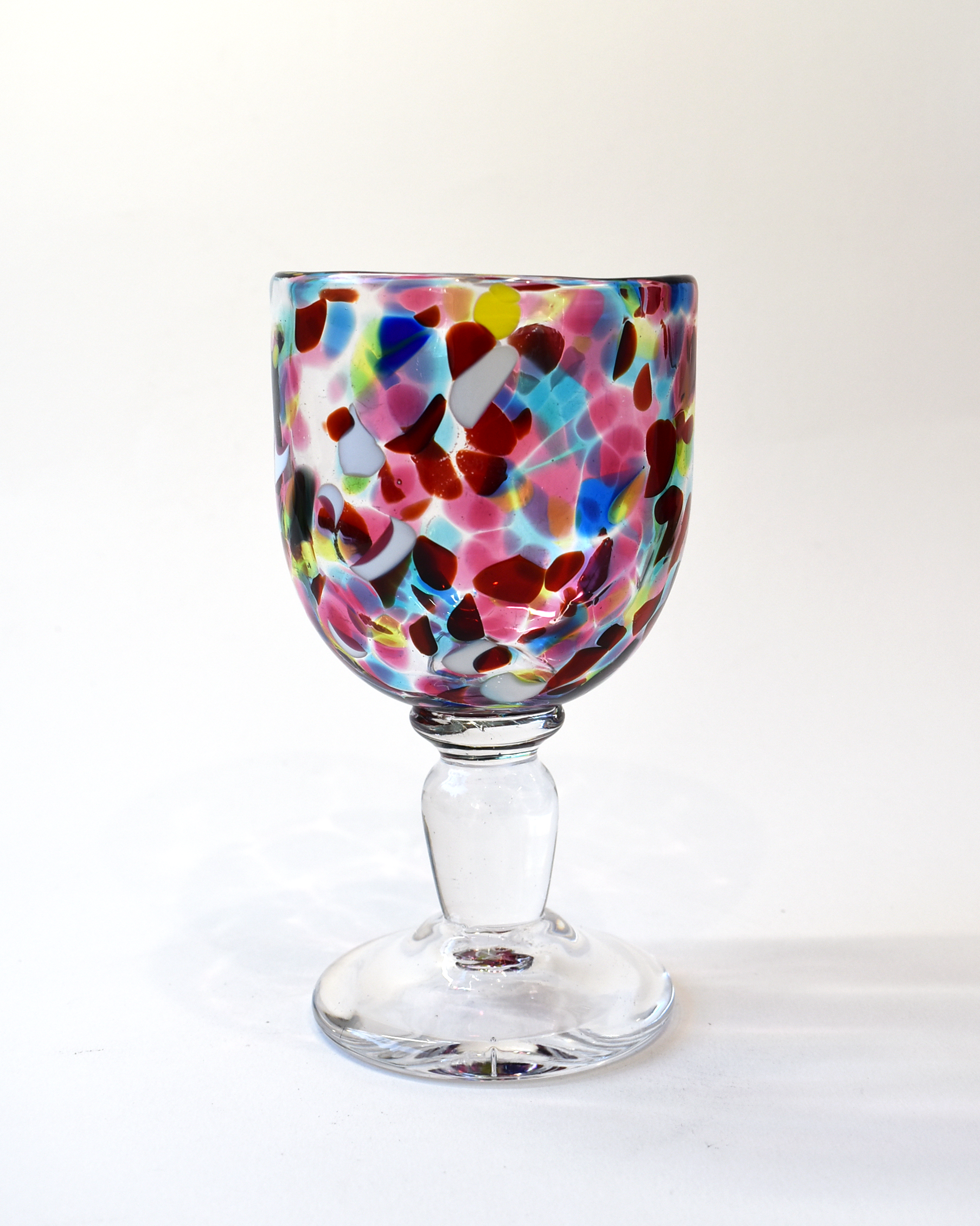 Handblown Pink & Multicoloured Confetti Wine Glass