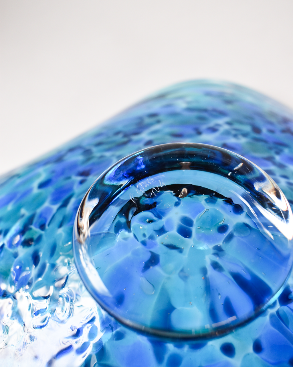 Large Blue Confetti Handblown Bon Bon Dish