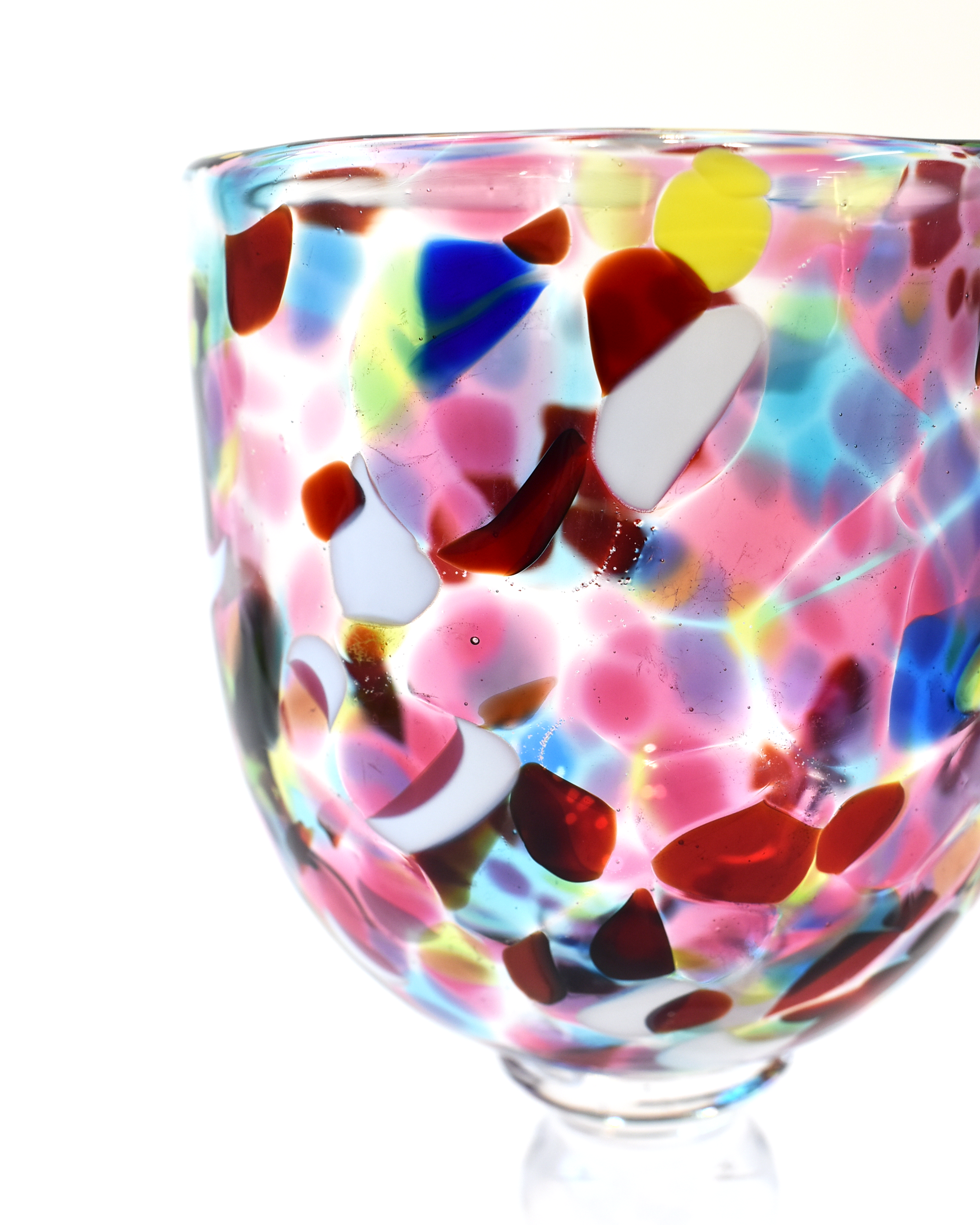 Handblown Pink & Multicoloured Confetti Wine Glass