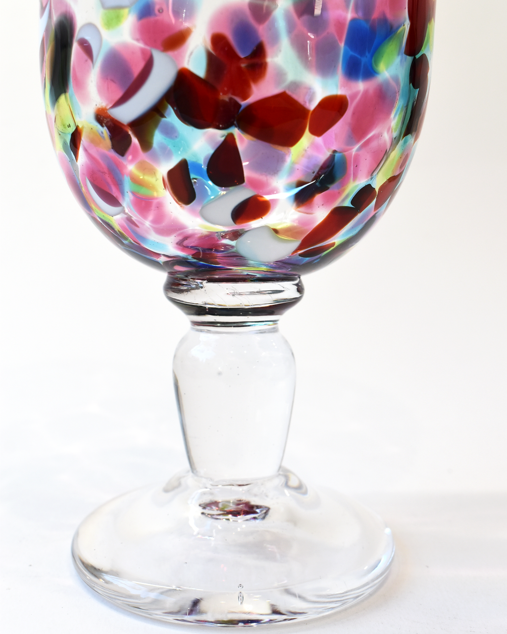 Handblown Pink & Multicoloured Confetti Wine Glass