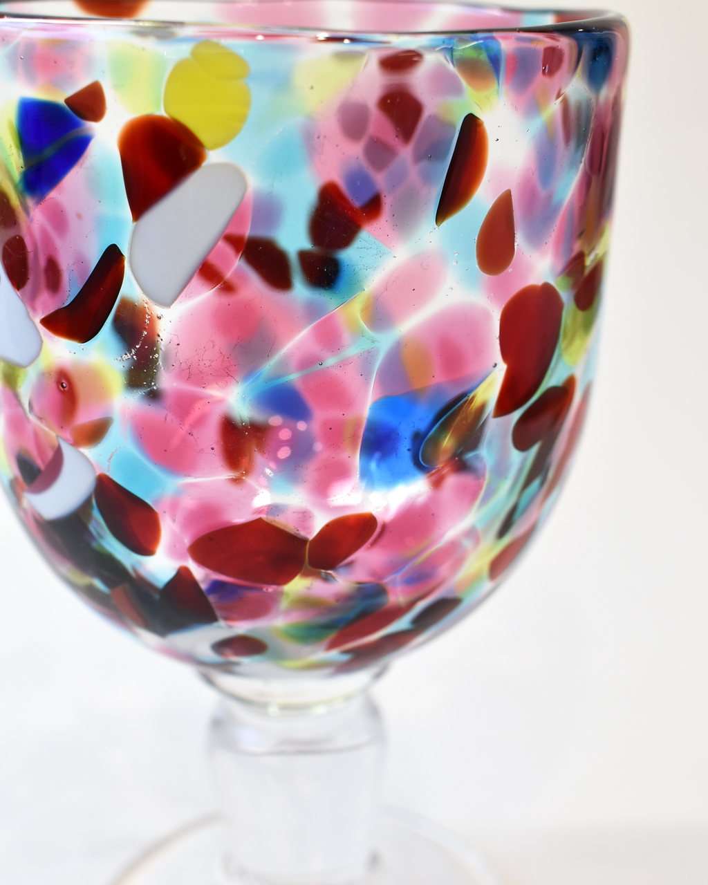 Handblown Pink & Multicoloured Confetti Wine Glass