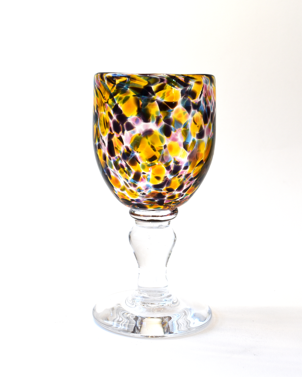 Handblown Purple, Pink & Amber Confetti Wine Glass
