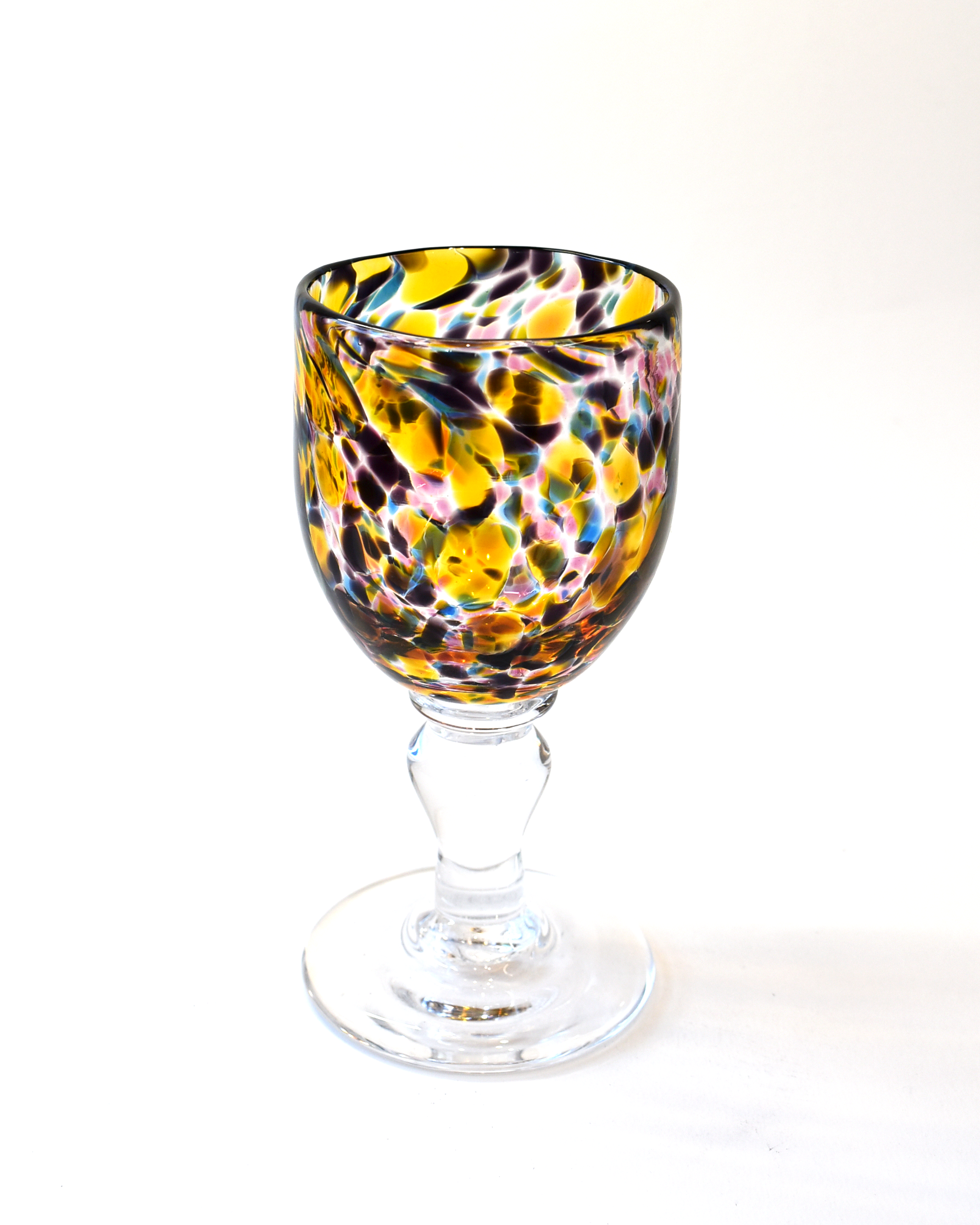 Handblown Purple, Pink & Amber Confetti Wine Glass