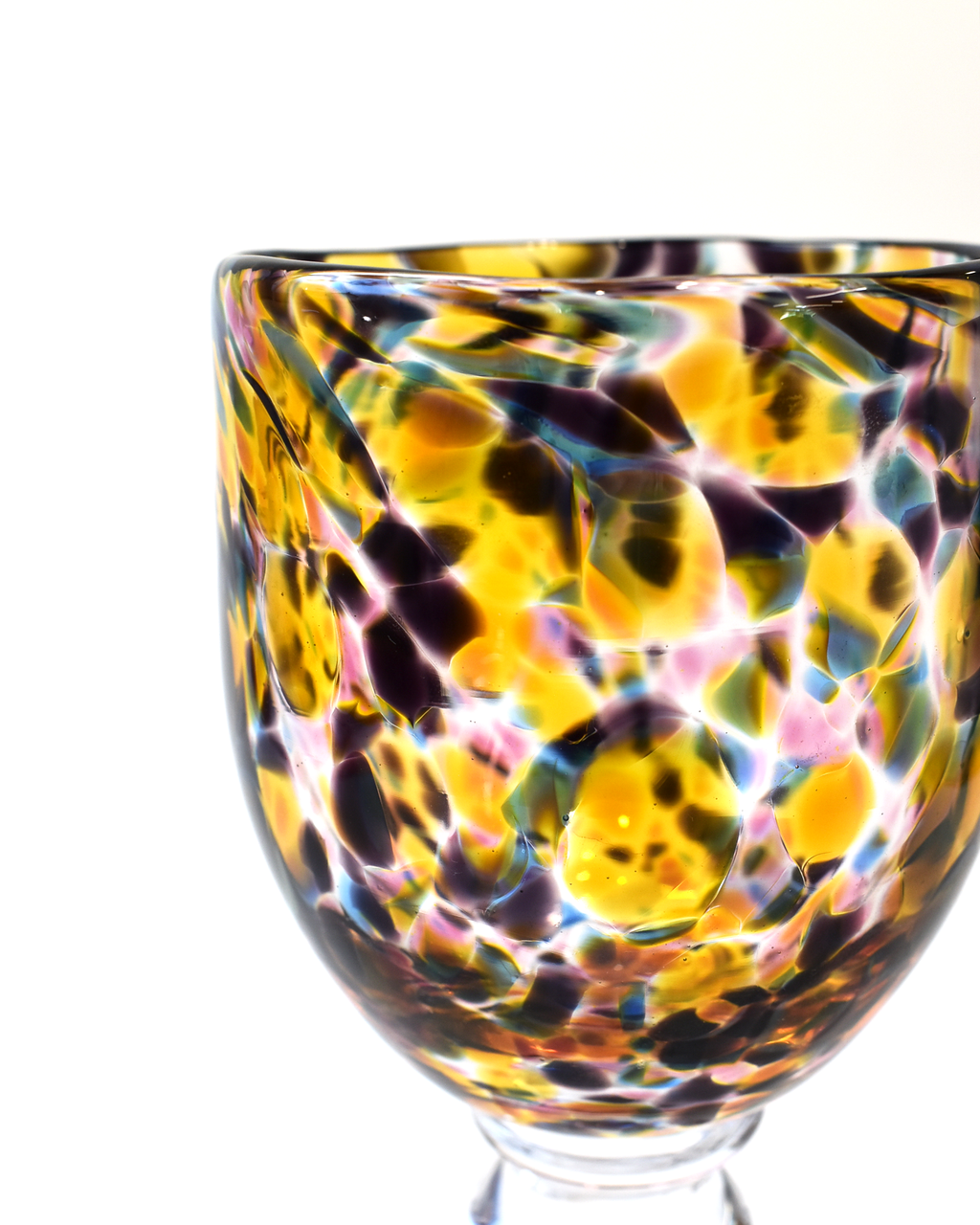 Handblown Purple, Pink & Amber Confetti Wine Glass