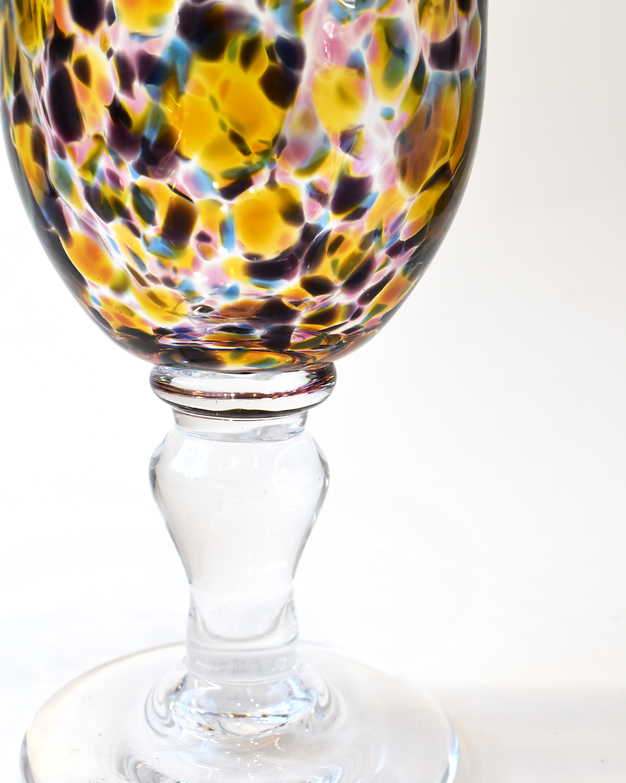 Handblown Purple, Pink & Amber Confetti Wine Glass