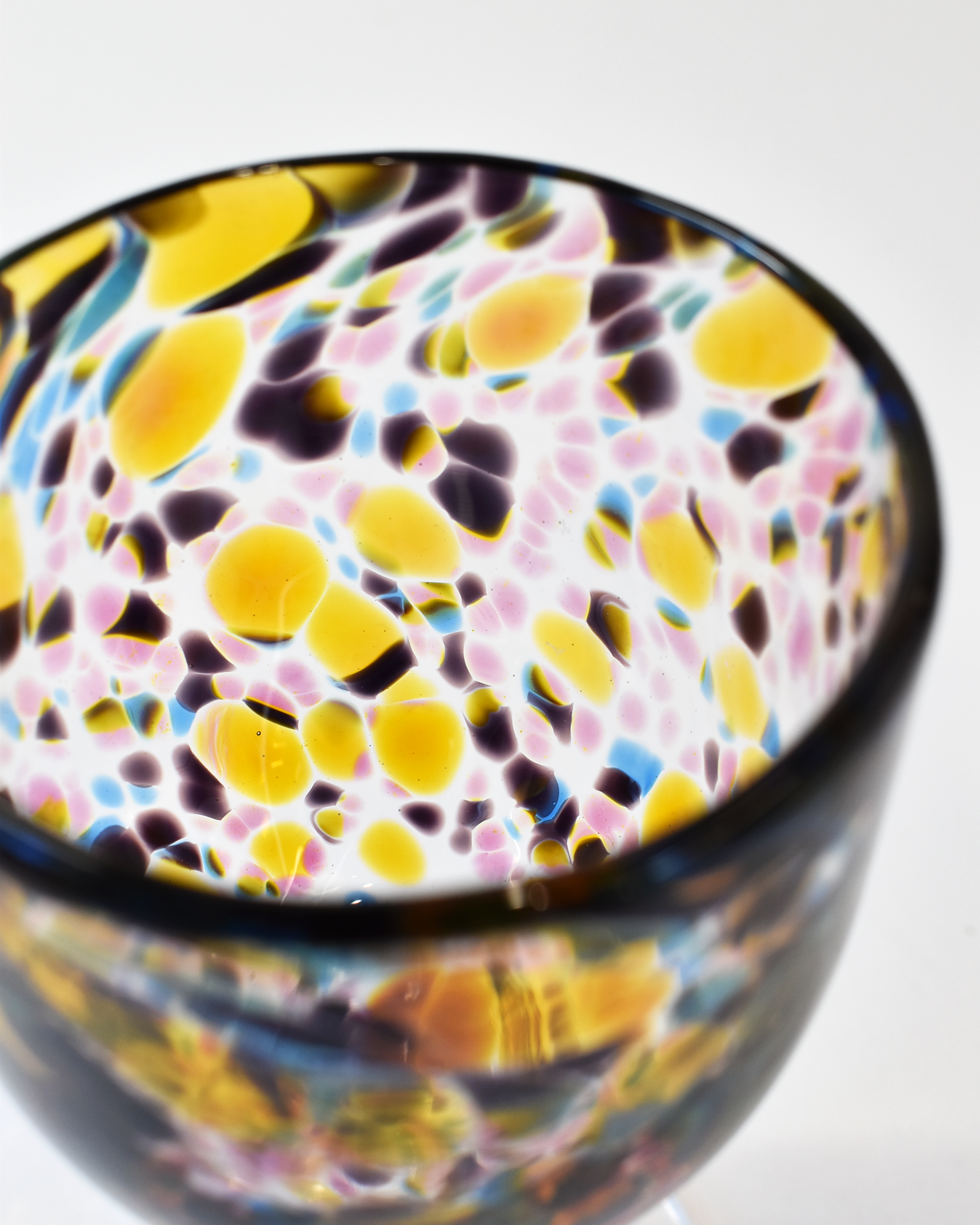 Handblown Purple, Pink & Amber Confetti Wine Glass