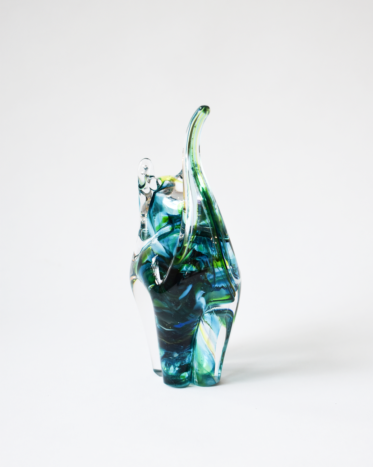 Turquoise & Green Blown Glass Cat (S)