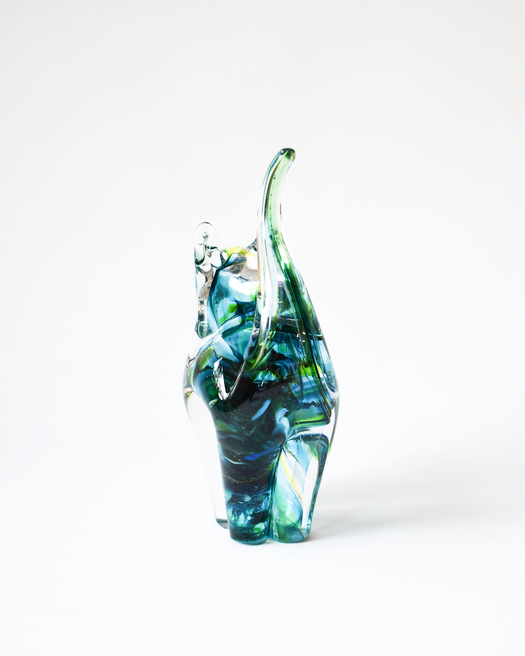 Turquoise & Green Blown Glass Cat (S)