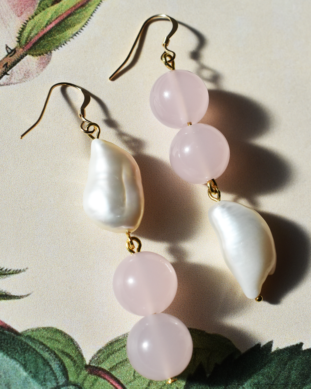 'Rose Petal Pink' Pearl Earrings
