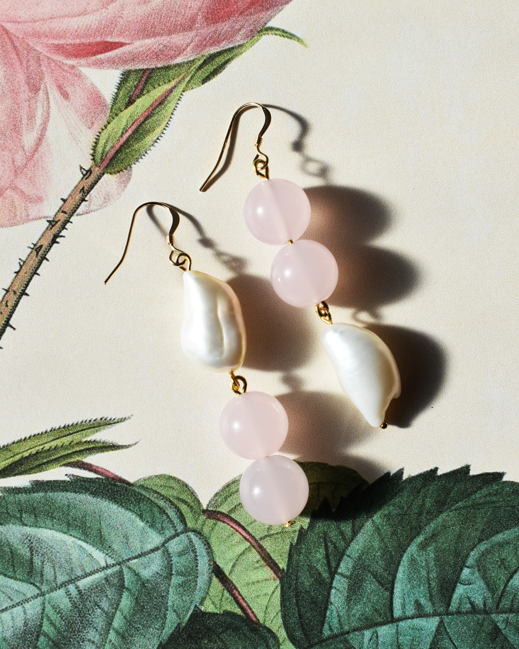 'Rose Petal Pink' Pearl Earrings
