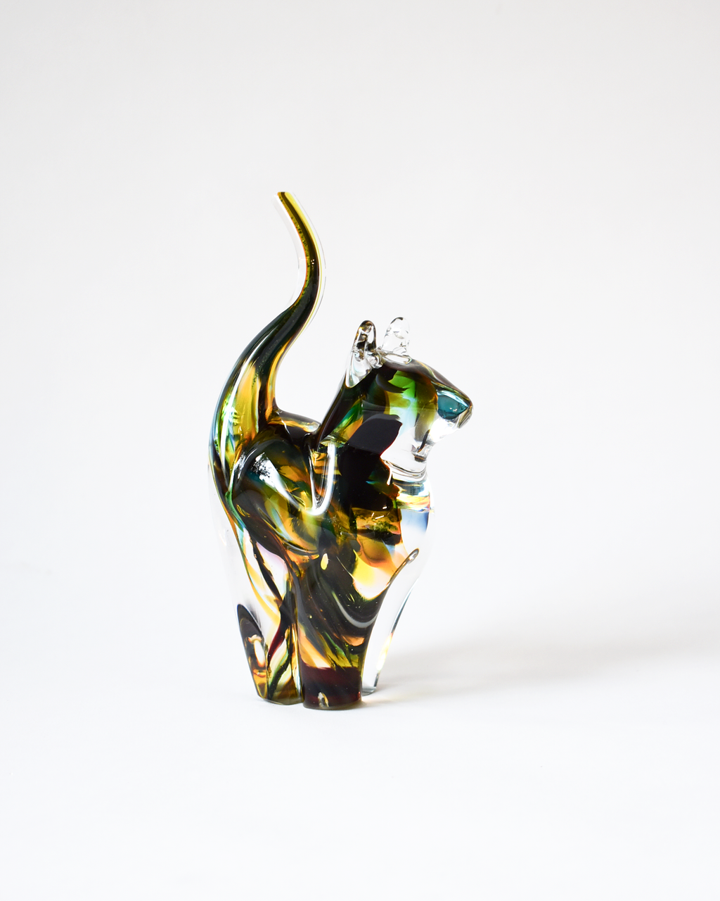 Autumnal Toned Blown Glass Cat (S)