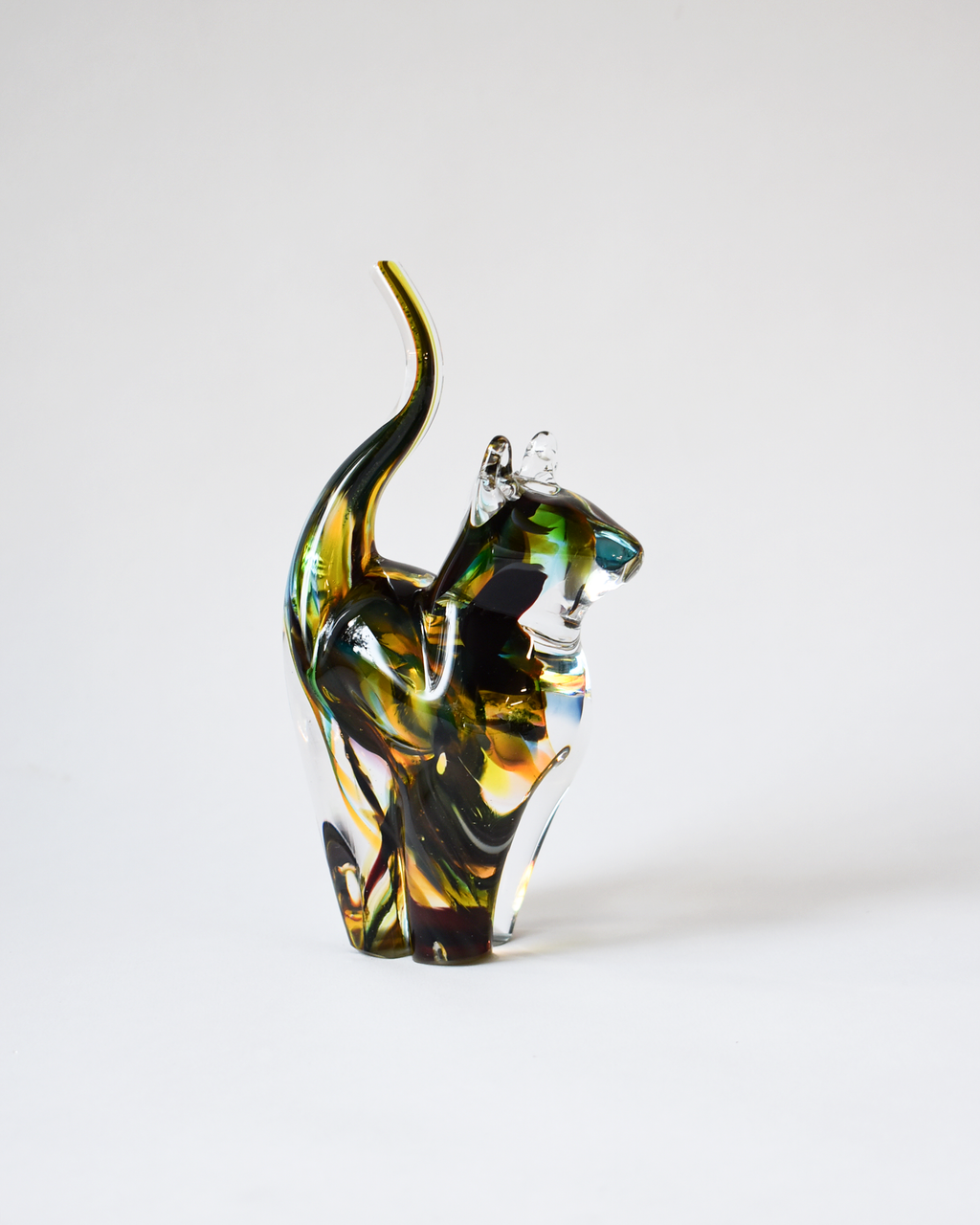 Autumnal Toned Blown Glass Cat (S)