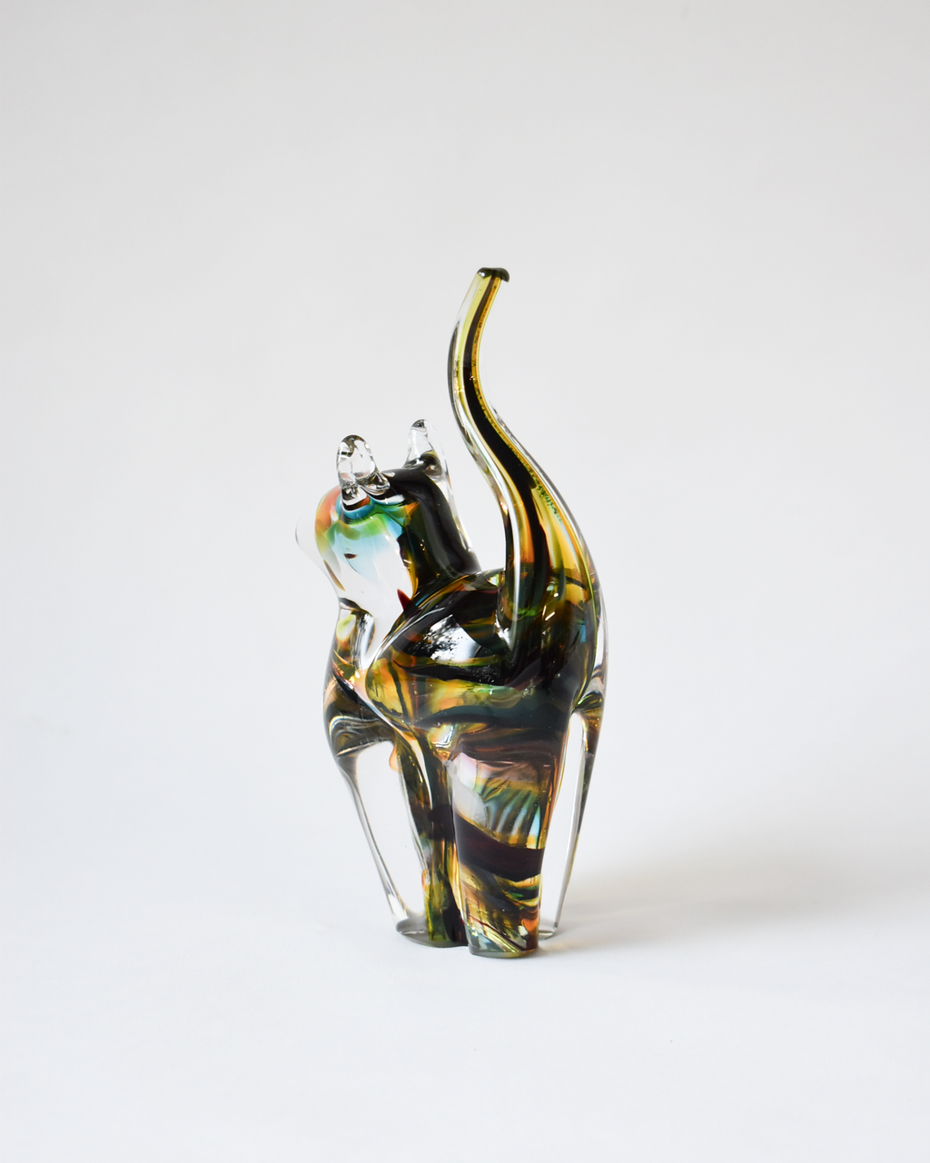 Autumnal Toned Blown Glass Cat (S)