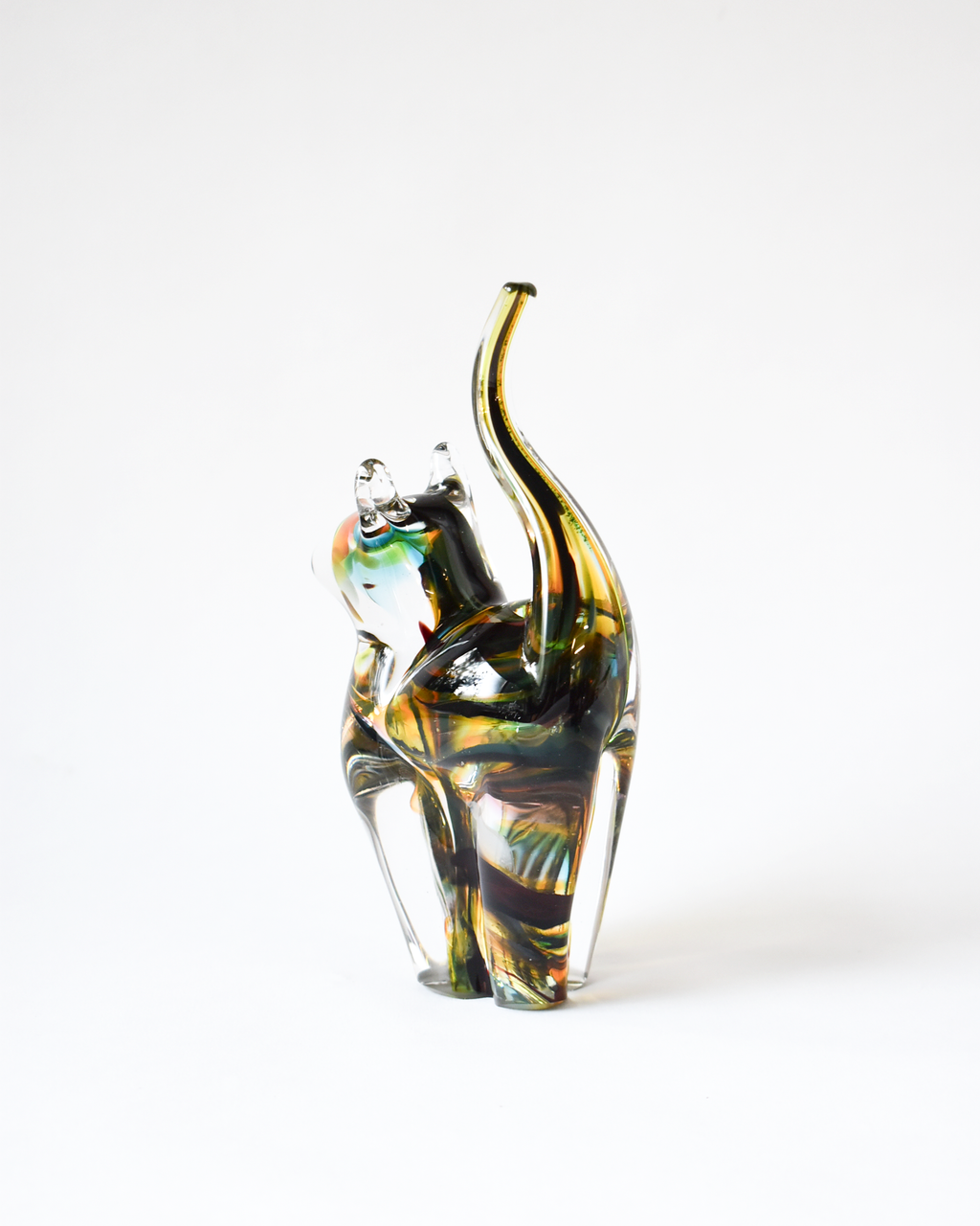 Autumnal Toned Blown Glass Cat (S)