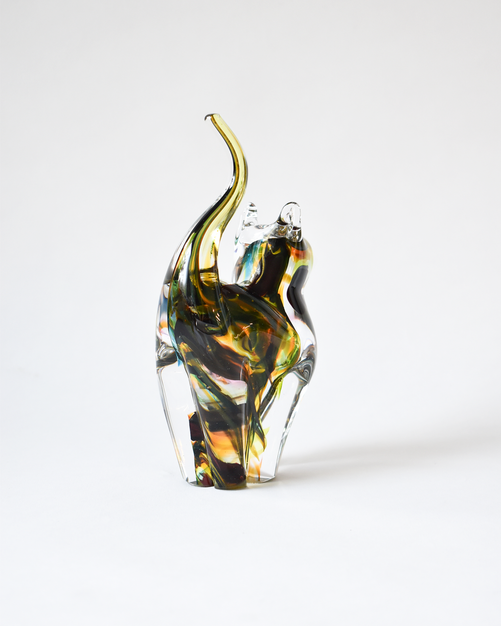 Autumnal Toned Blown Glass Cat (S)