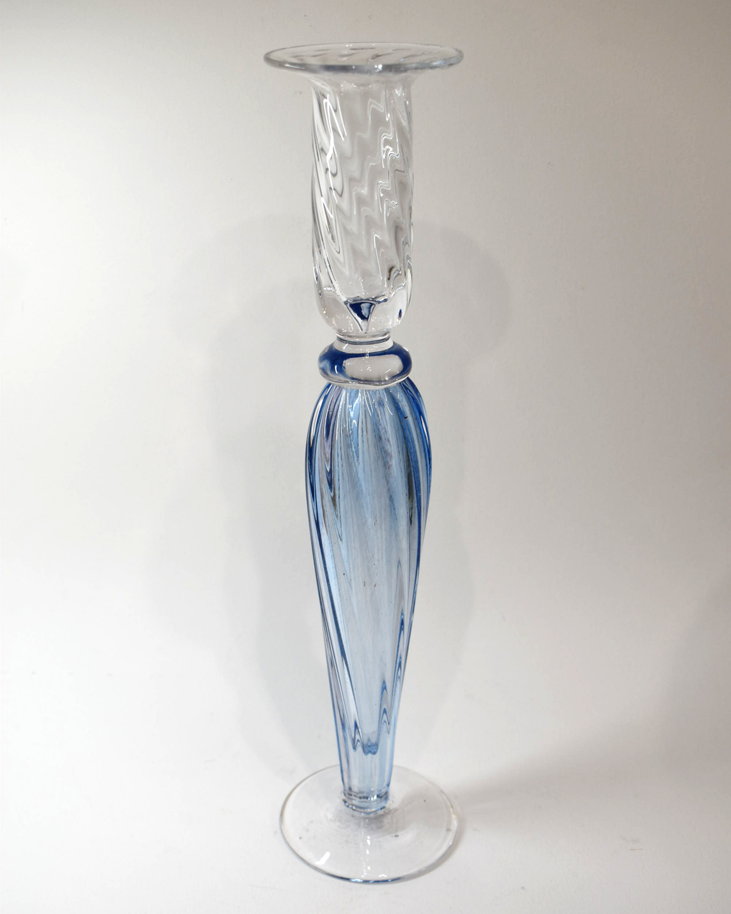 Handblown Lilac Barley Twist Glass Candlestick