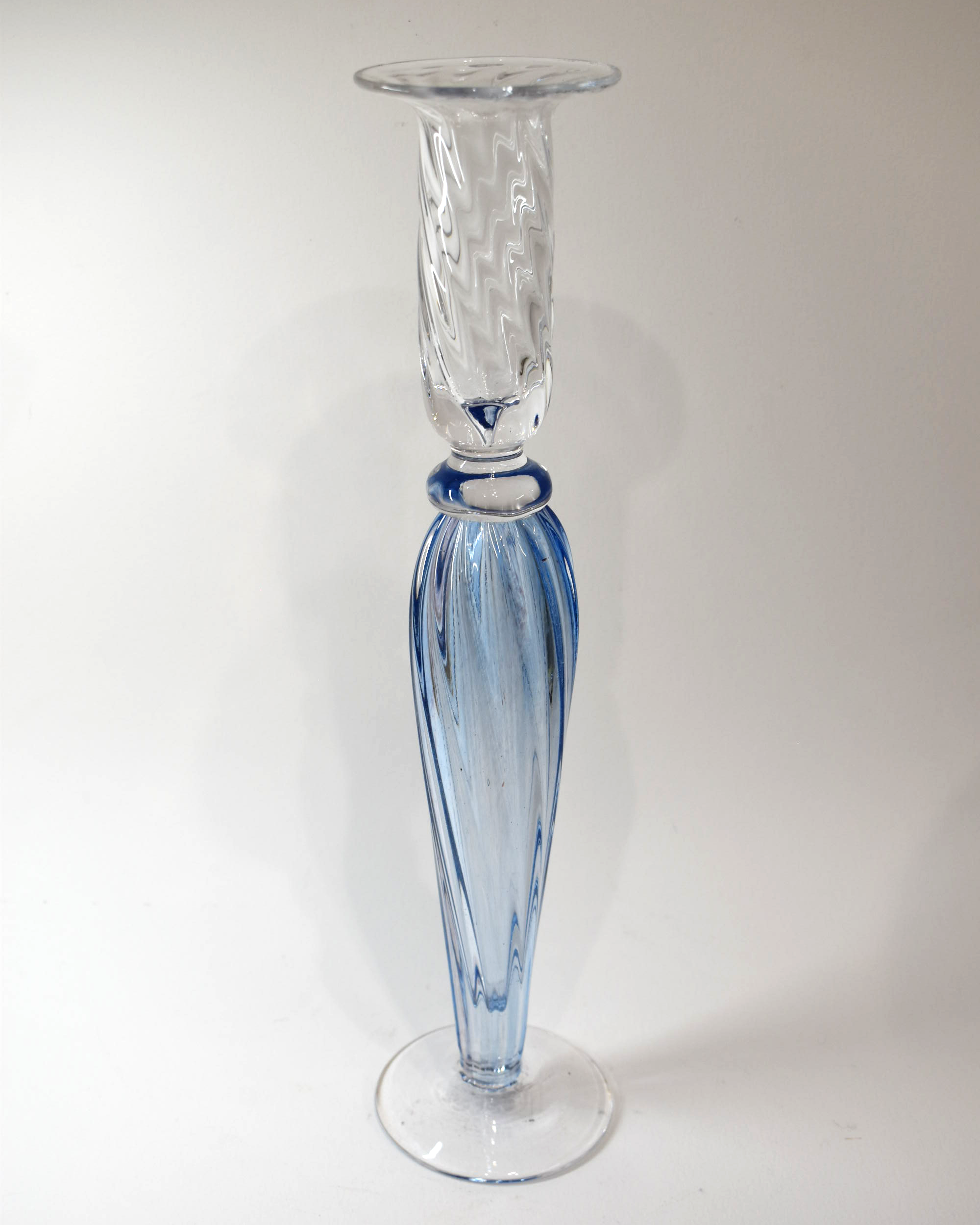 Handblown Lilac Barley Twist Glass Candlestick