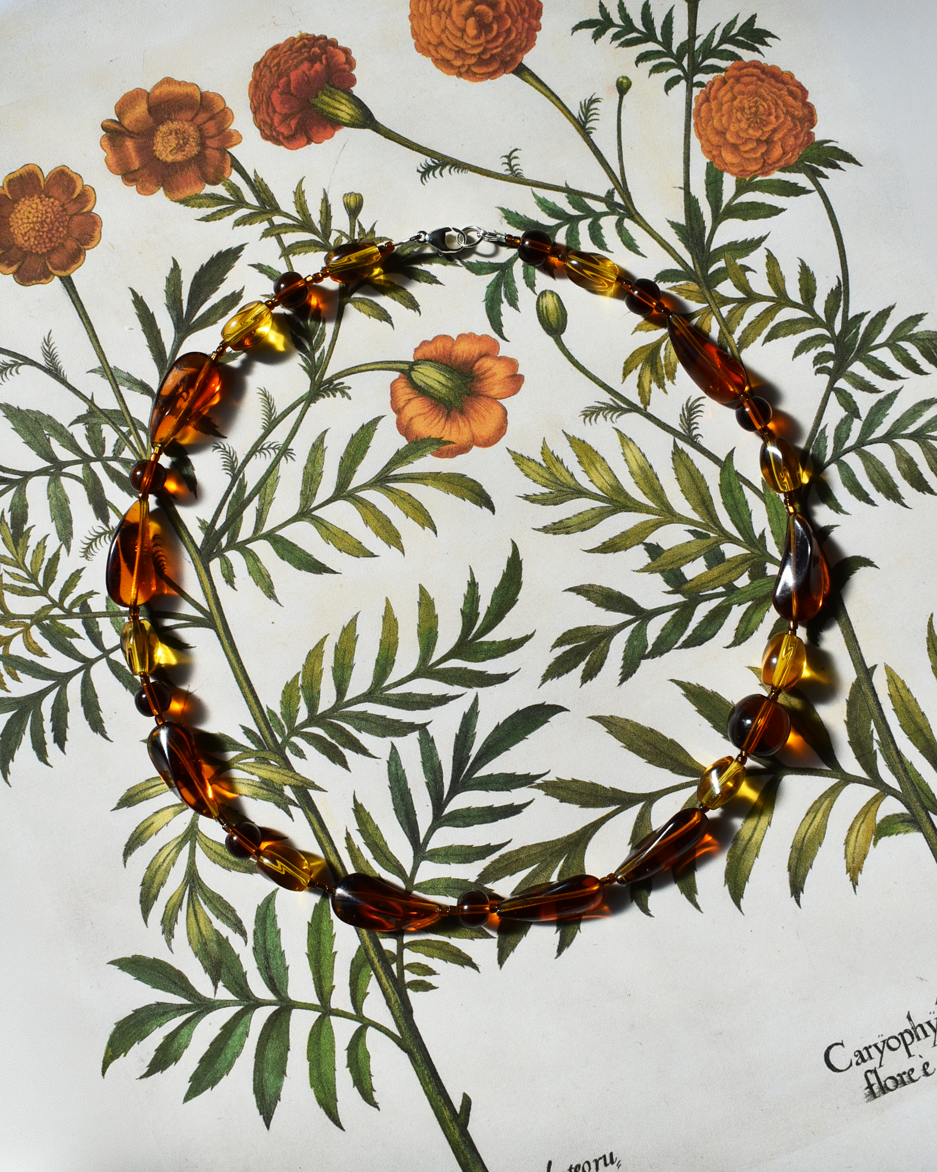 Warm Brown & Amber Bead Necklace