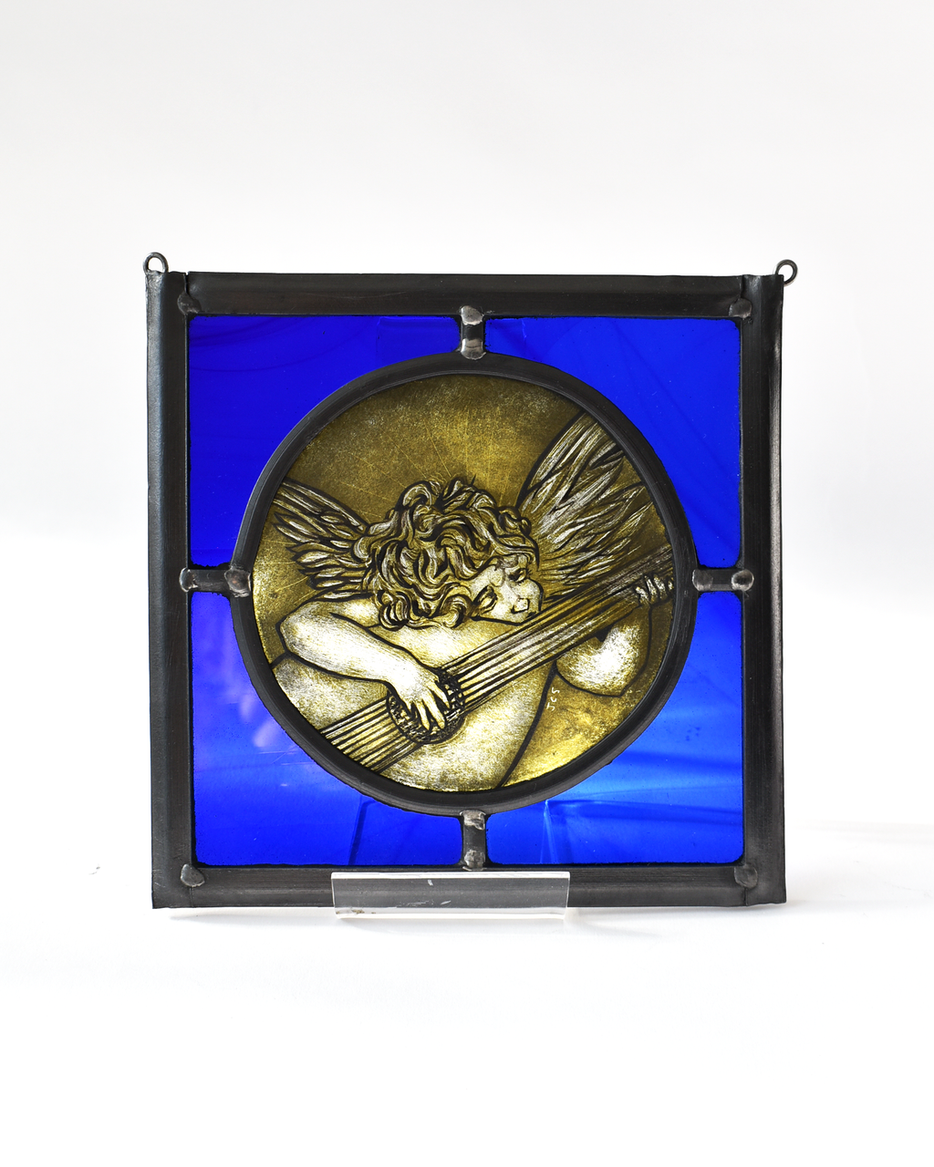 'Cherub Playing Lute' - Stained Glass Hanging Panel