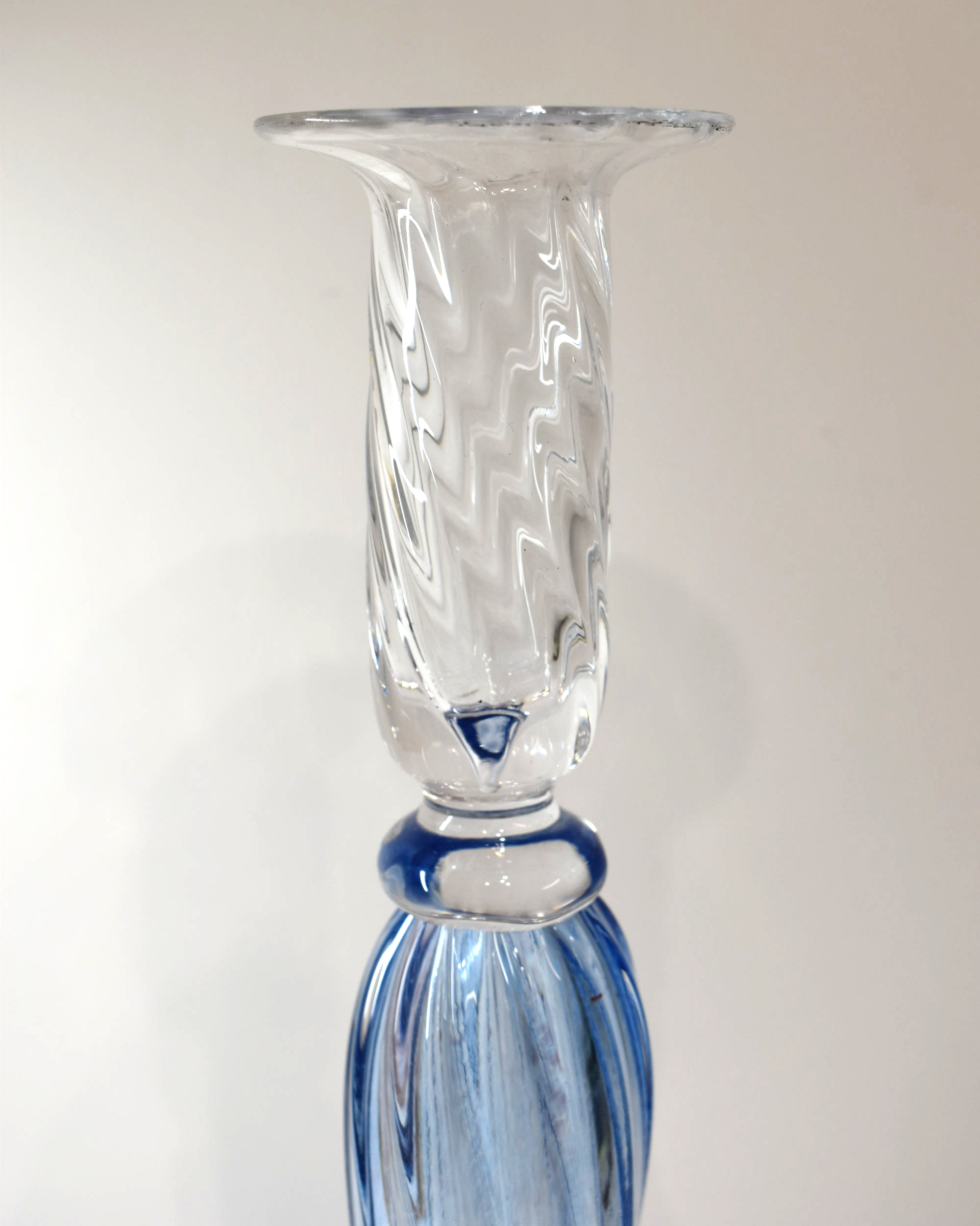 Handblown Lilac Barley Twist Glass Candlestick