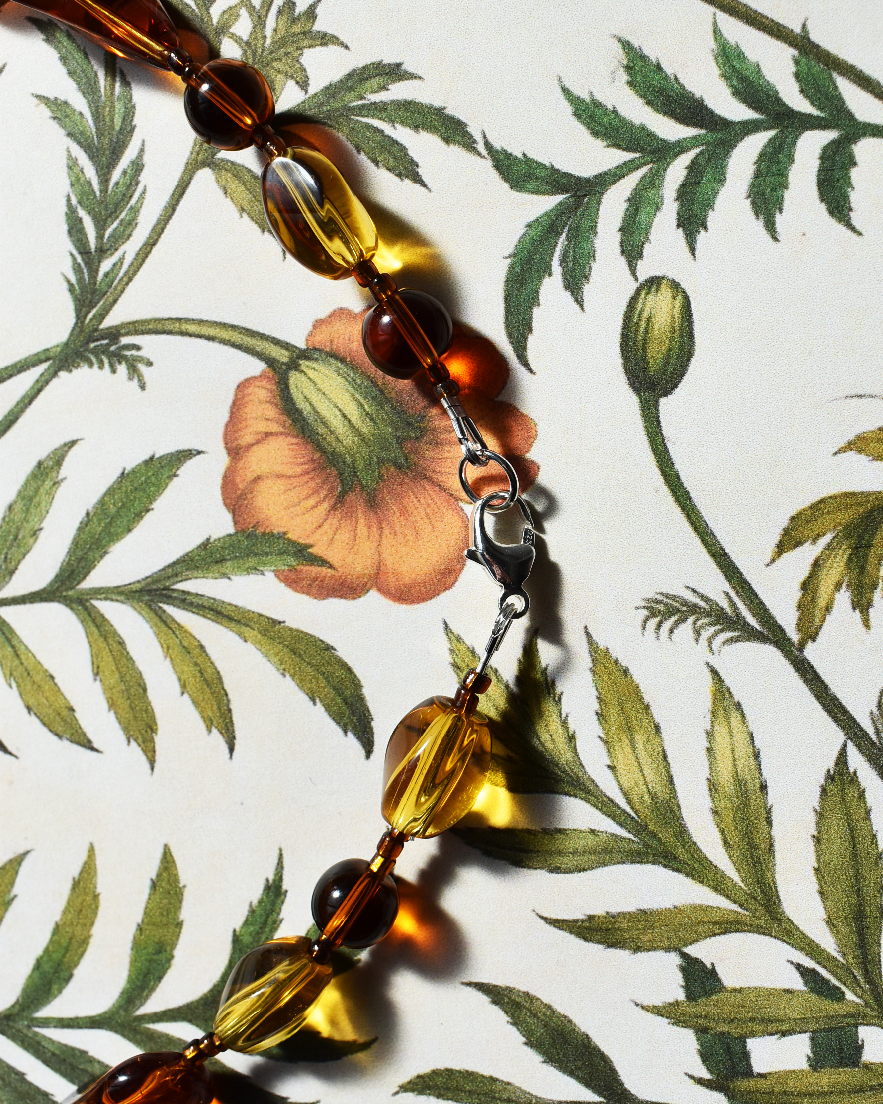 Warm Brown & Amber Bead Necklace