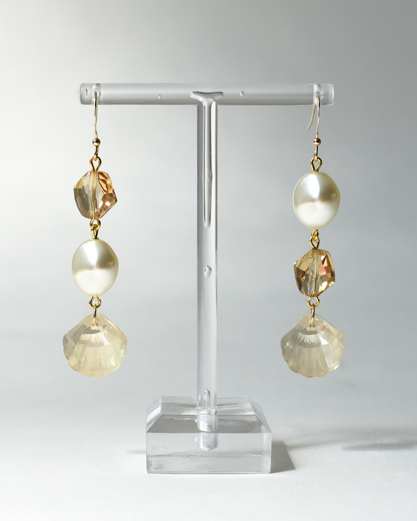Champagne Crystal Pearl Hook Earrings