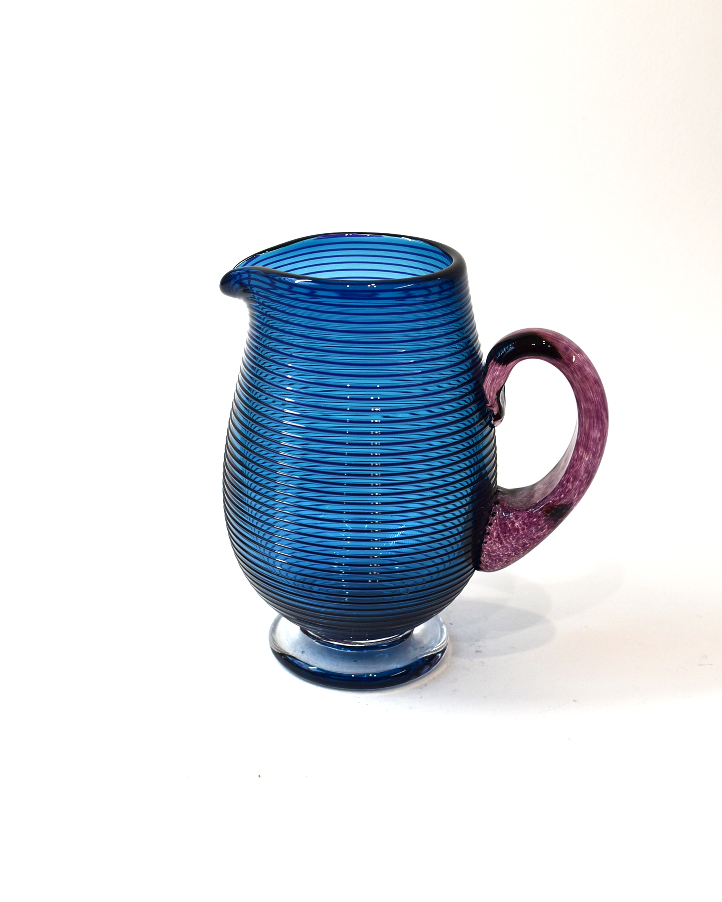 Royal Blue & Burgundy Venetian Glass Jug