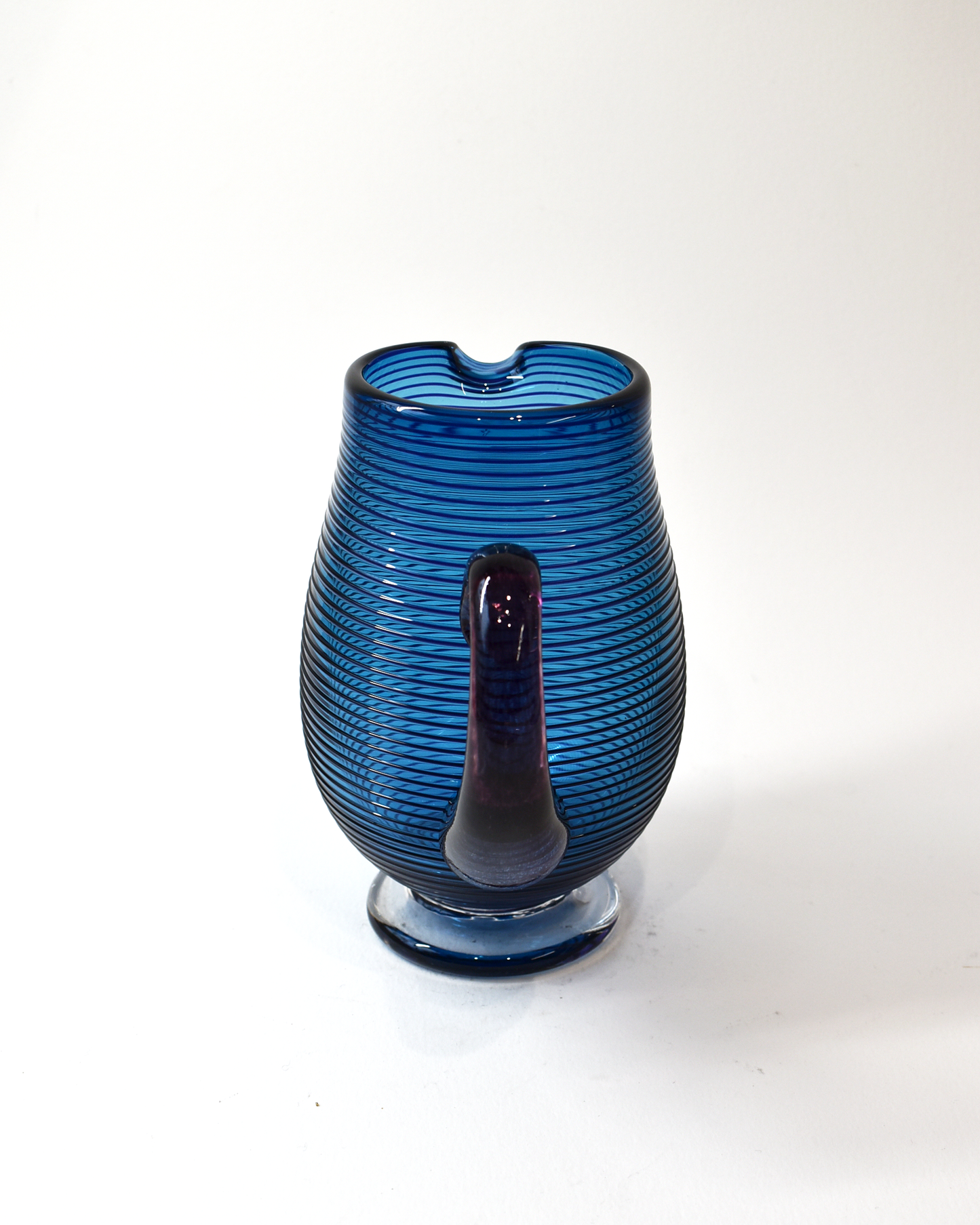 Royal Blue & Burgundy Venetian Glass Jug