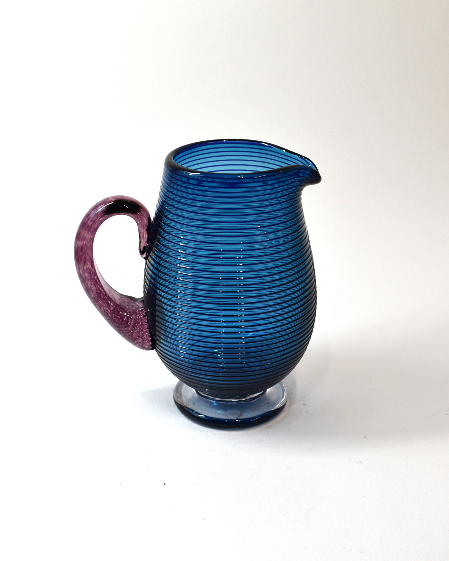 Royal Blue & Burgundy Venetian Glass Jug